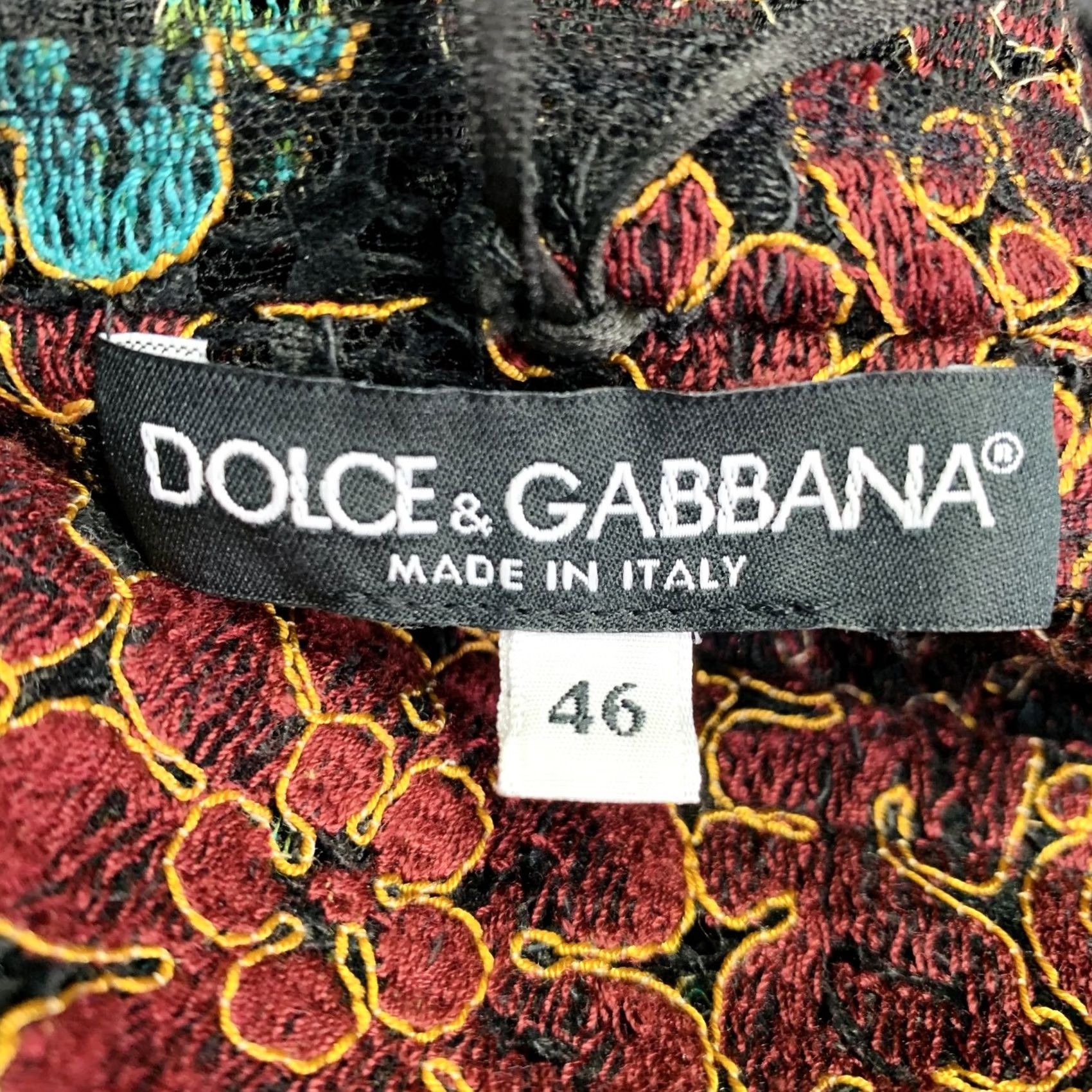 Dolce & Gabbana DOLCE & GABBANA Dress 10 Black Green Brown Floral Lace 3/4 Sleeves Knee Length Women Size L / US 10 / IT 46 - 5 Thumbnail