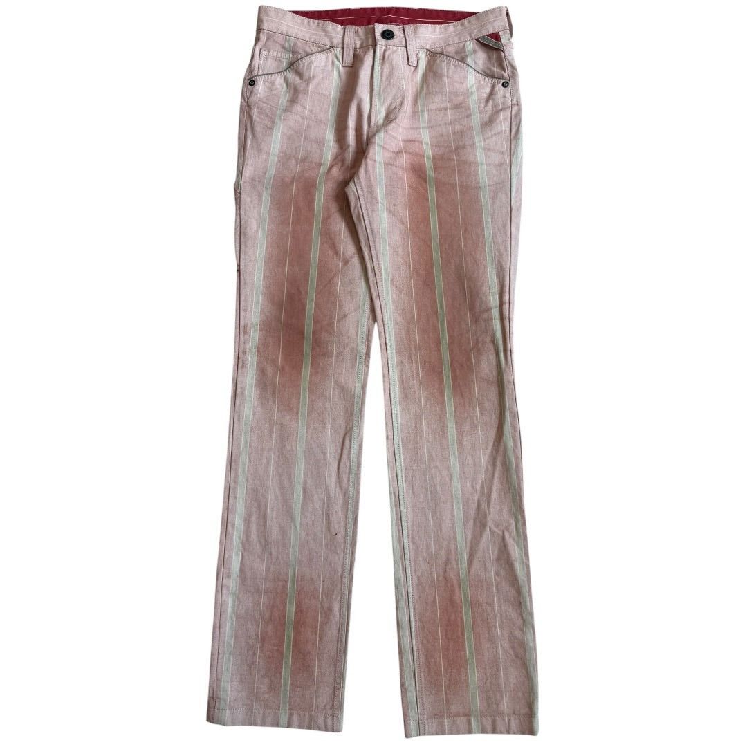 Issey Miyake Issey Miyake Spring 2003 Distressed Striped Carpenter Pants Size US 32 / EU 48 - 1 Thumbnail