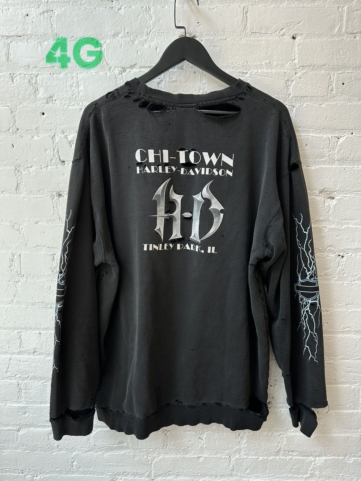 Harley Davidson VINTAGE HARLEY DAVIDSON THRASHED LONG SLEEVE Size US L / EU 52-54 / 3 - 1 Thumbnail