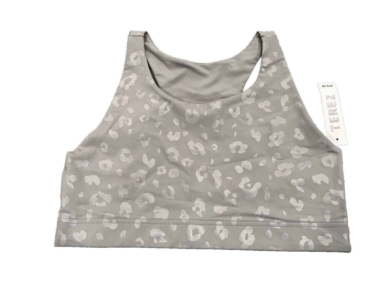 Terez Terez Leopard-Print Foil Sports Bra Grey ( XL ) Size XL / US 12-14 / IT 48-50 - 1 Thumbnail