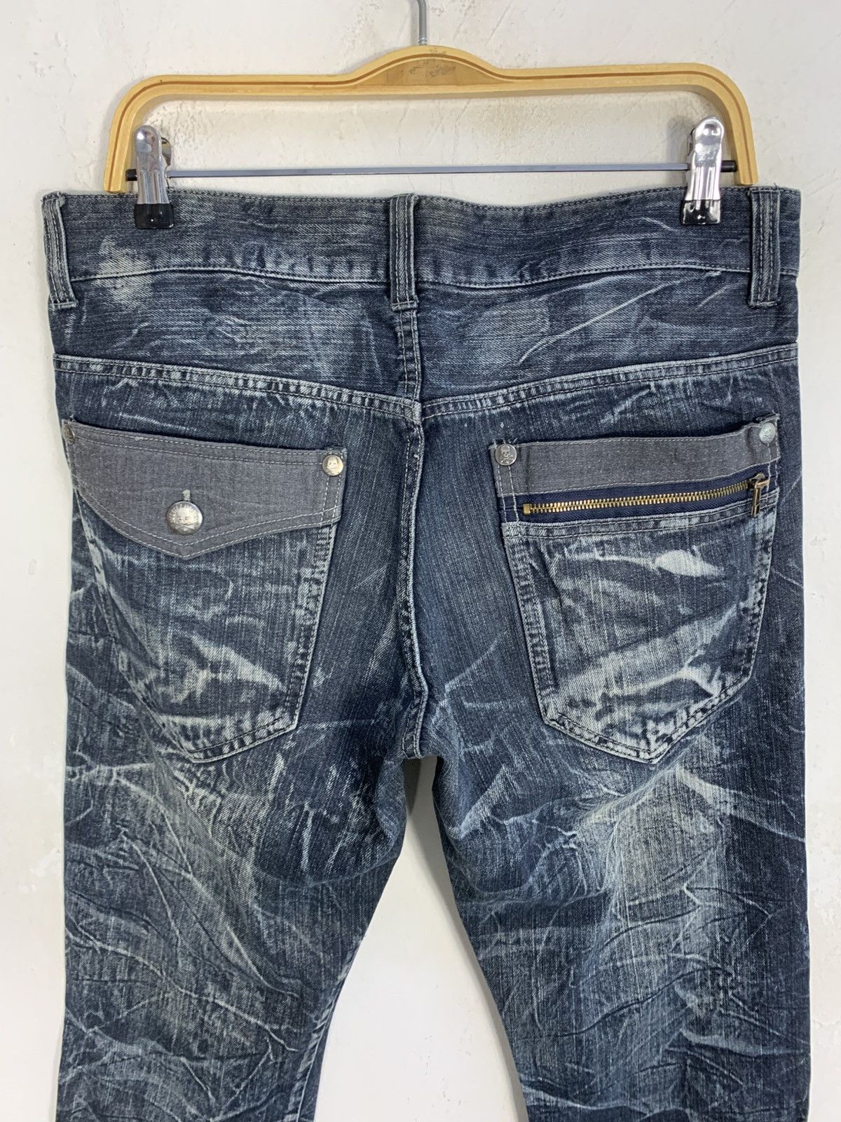Japanese Brand Jack Serika Whisker Indigo Denim Straight Leg Zipper Pocket Size US 35 - 4 Thumbnail