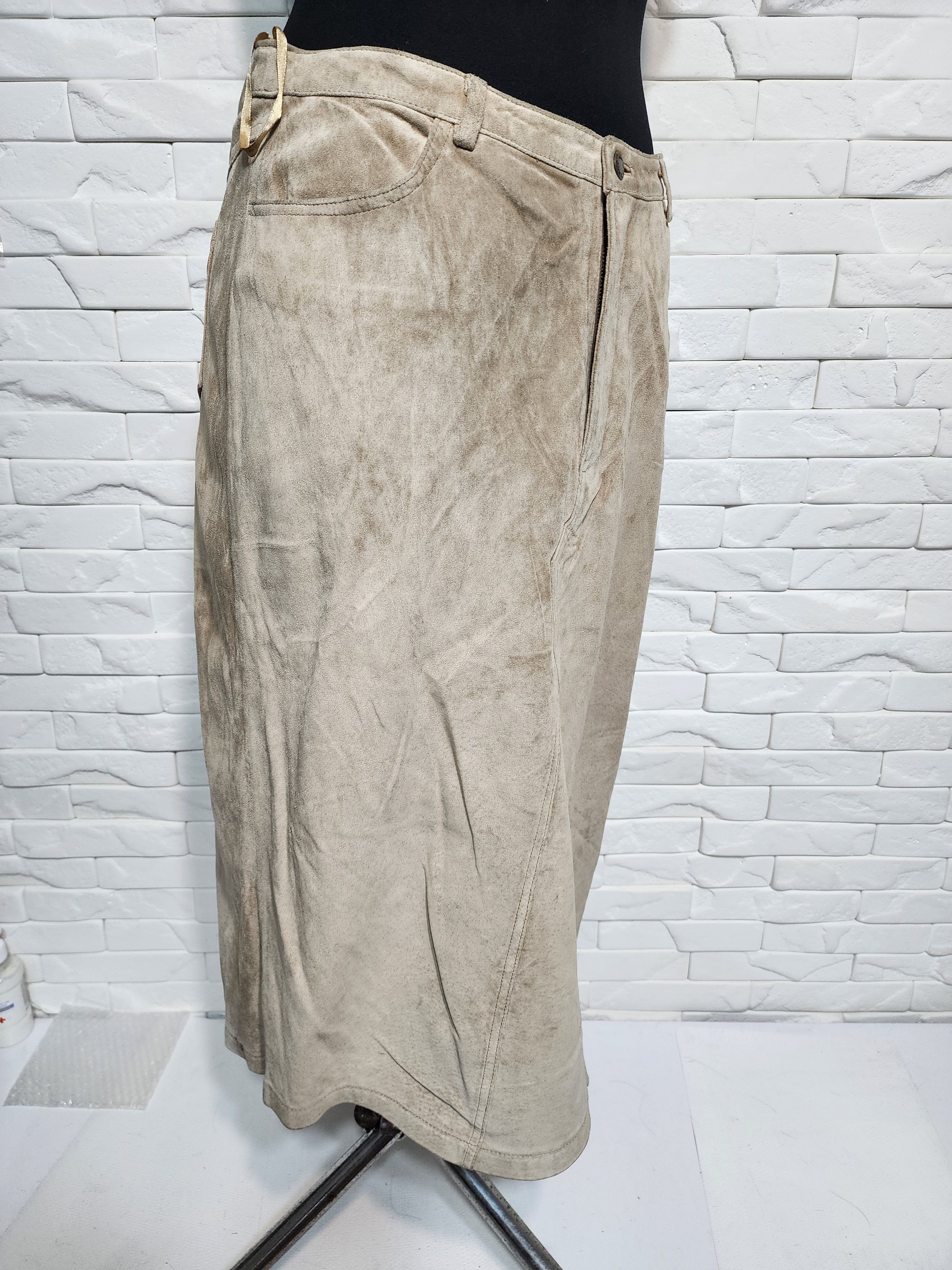 Other Beige Leather Skirt: Skirt.with Pockets Size 32" / US 10 / IT 46 - 3 Thumbnail