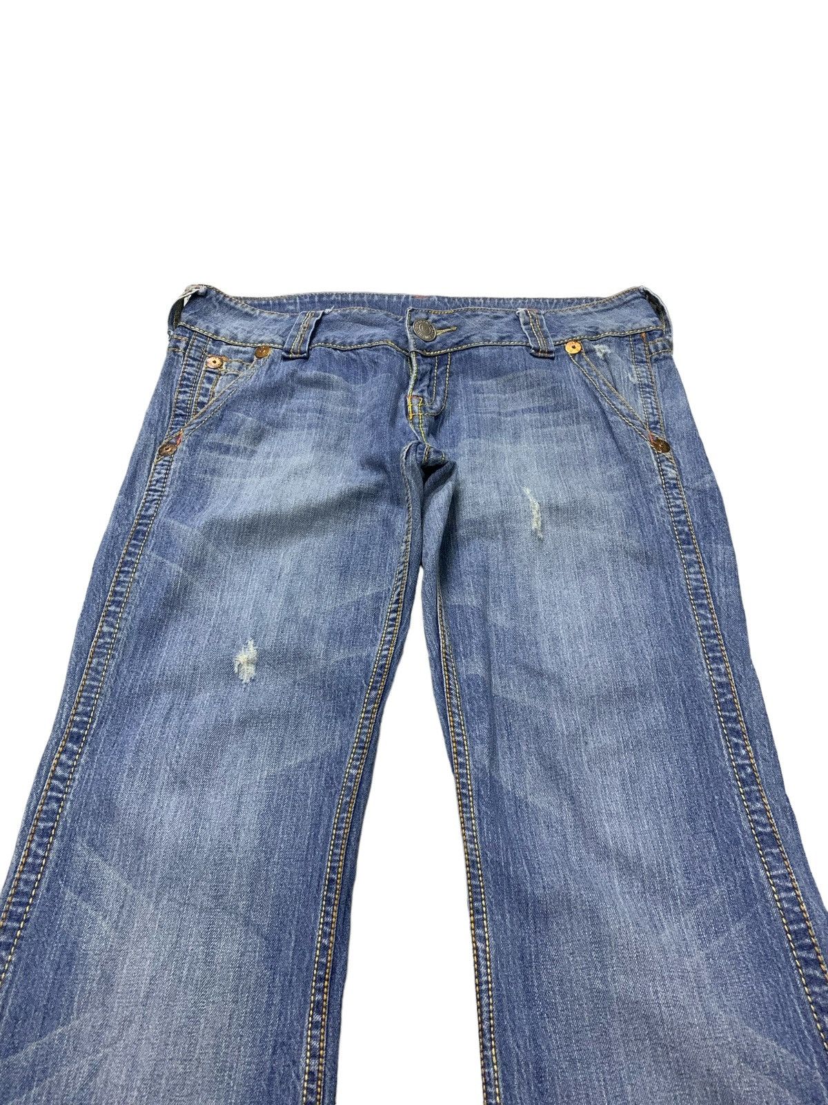 Affliction × True Religion True Religion Sammy Big T Distressed Flare Denim Pants Size US 30 / EU 46 - 3 Thumbnail