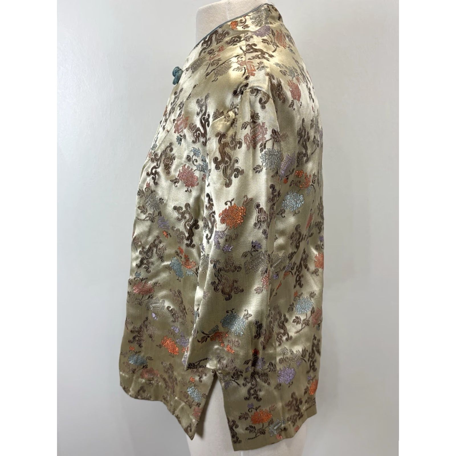 Vintage VINTAGE Evelyn Pearson 1960s Satin Brocade Outfit Set Lounging Apparel Size 40 Blue Womens Size 4XL / US 24-26 - 3 Thumbnail