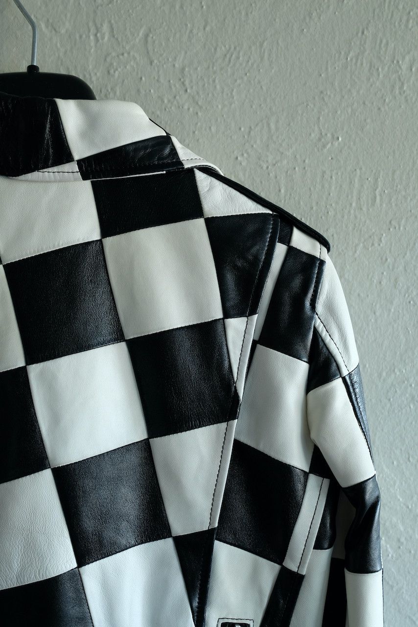Hedi Slimane × Saint Laurent Paris Saint Laurent Leather Damier Checkered Biker Jacket Paris Size US XS / EU 42 / 0 - 7 Thumbnail