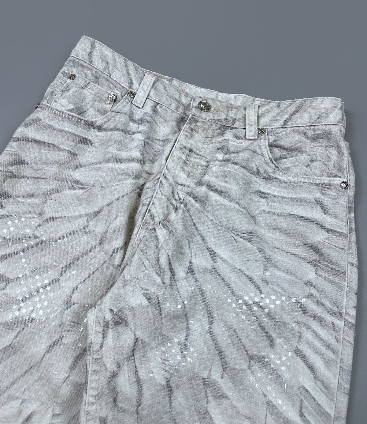 Roberto Cavalli Vintage Roberto Cavalli Feathers Wings Pattern Shine Pants M Size 28" / US 6 / IT 42 - 1 Thumbnail
