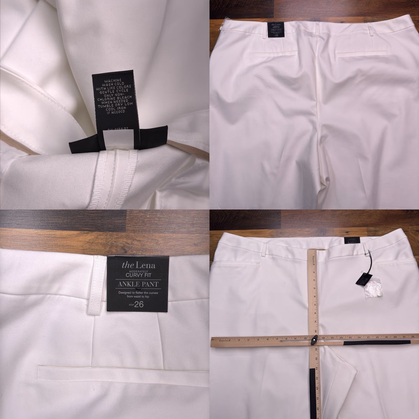 Vintage Lane Bryant Lena Ankle Pant 26 White Tapered Plus Dress Pants Stretch Modern Classic Casual Workwear Women's Realistic Dust Staining Included Size 26" / US 2 / IT 38 - 8 Thumbnail