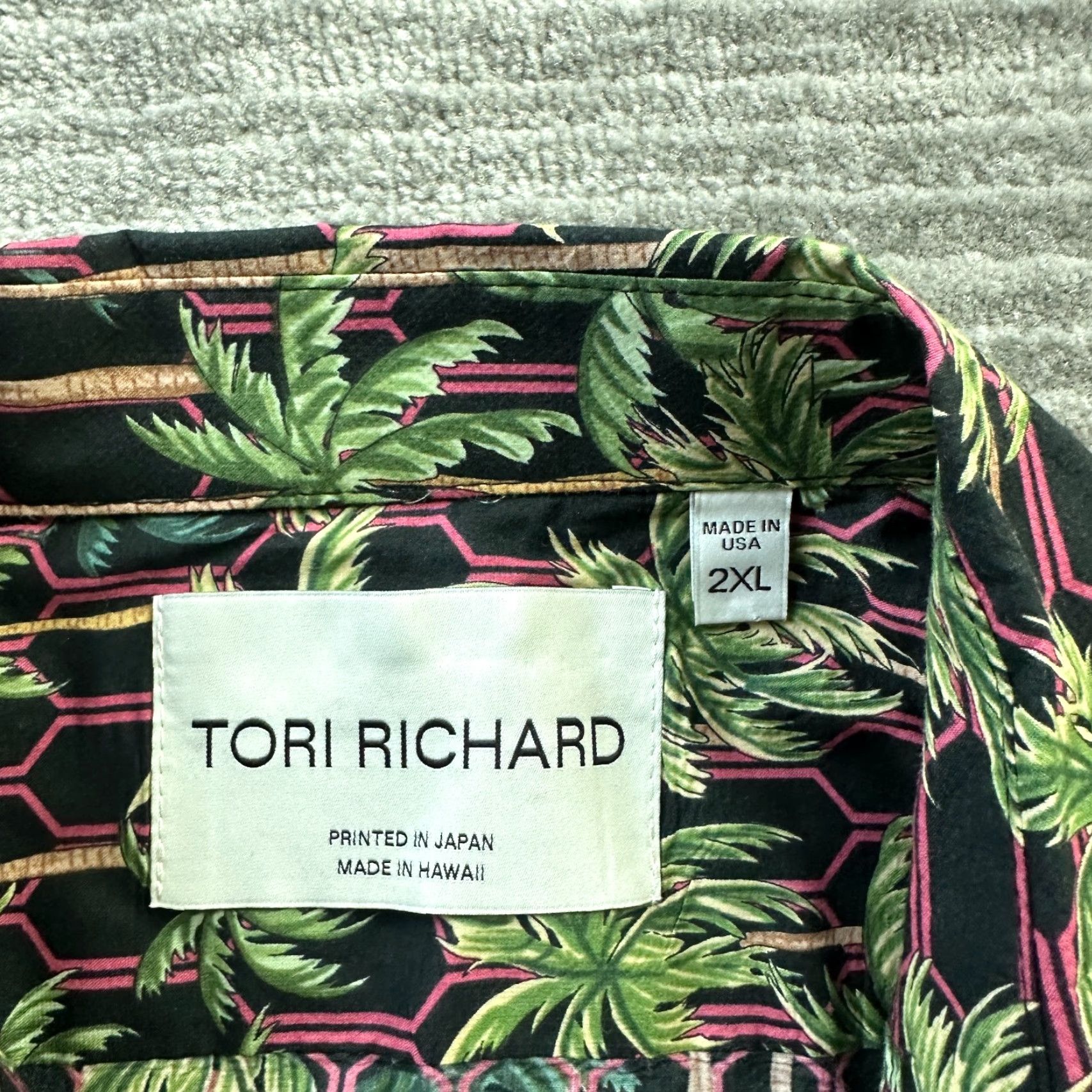 Tori Richard Tori Richard Shirt 2XL Mens Green Geometric Button-Up Short Sleeve Hawaiian Size US XXL / EU 58 / 5 - 6 Thumbnail