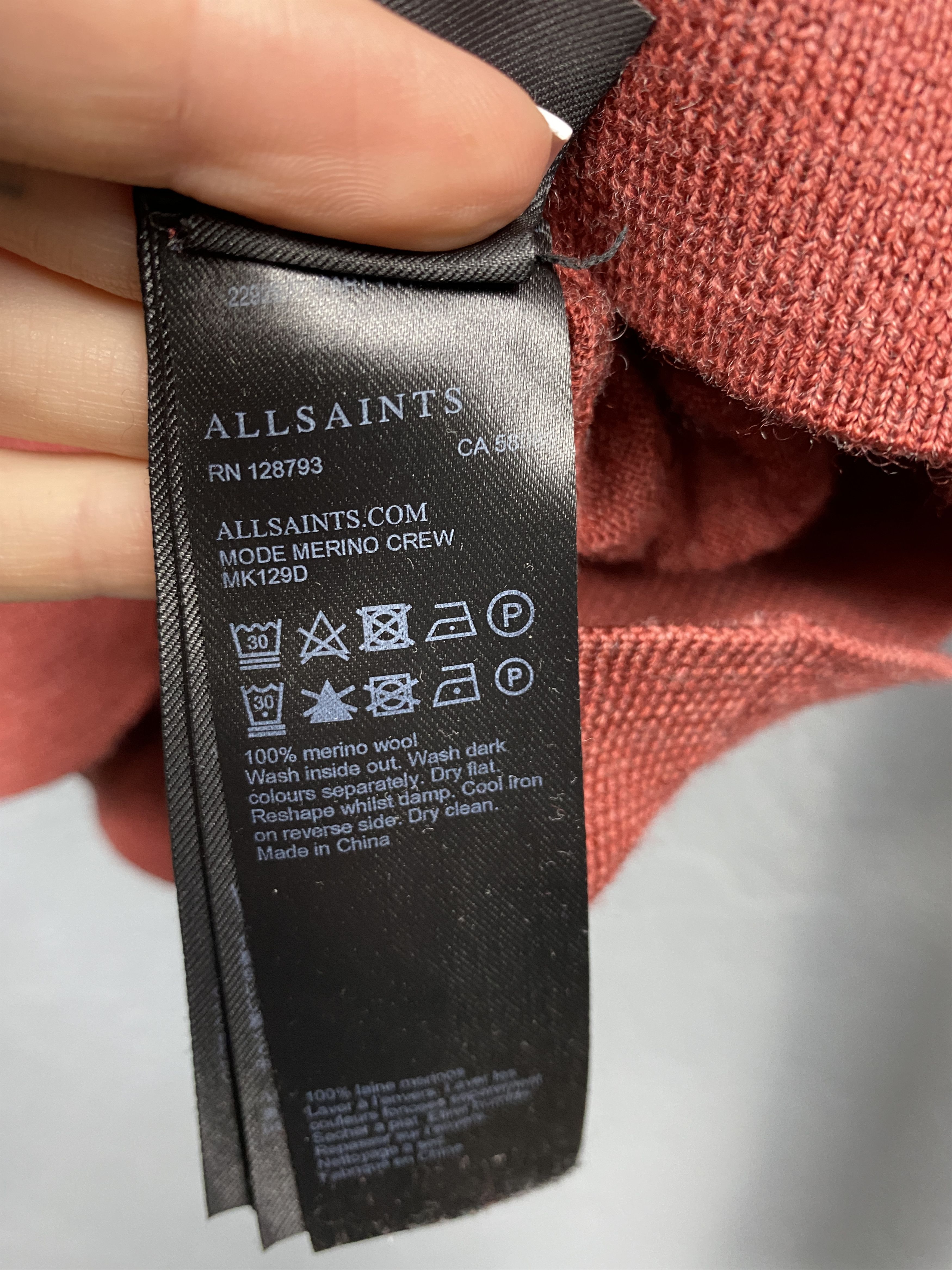 Allsaints AllSaints Mens Mode Merino Crew Neck Wool Knit Sweater Size US S / EU 44-46 / 1 - 5 Thumbnail