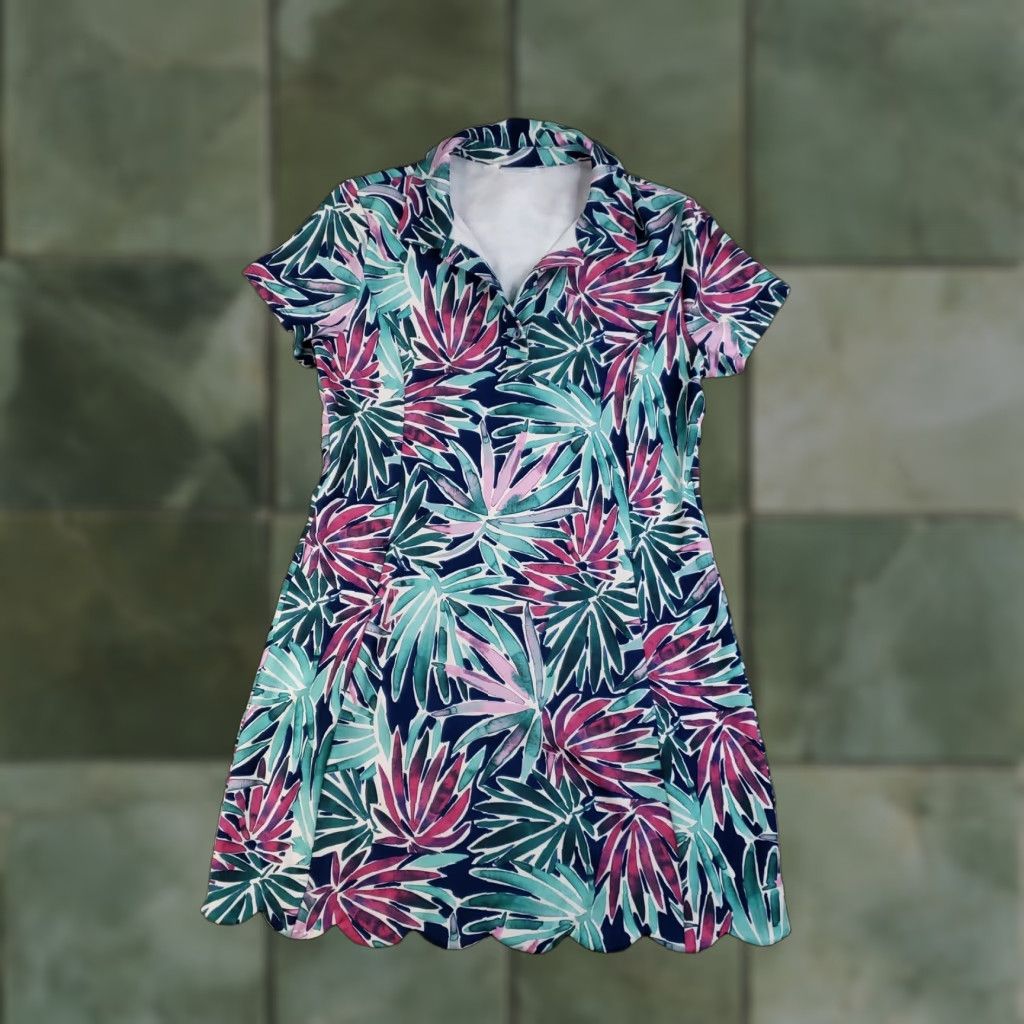 Pinko Sigrid Olsen Dress Womens Small Pink Blue Green Leaf Print Golf Tennis Pockets Size S / US 4 / IT 40 - 1 Thumbnail