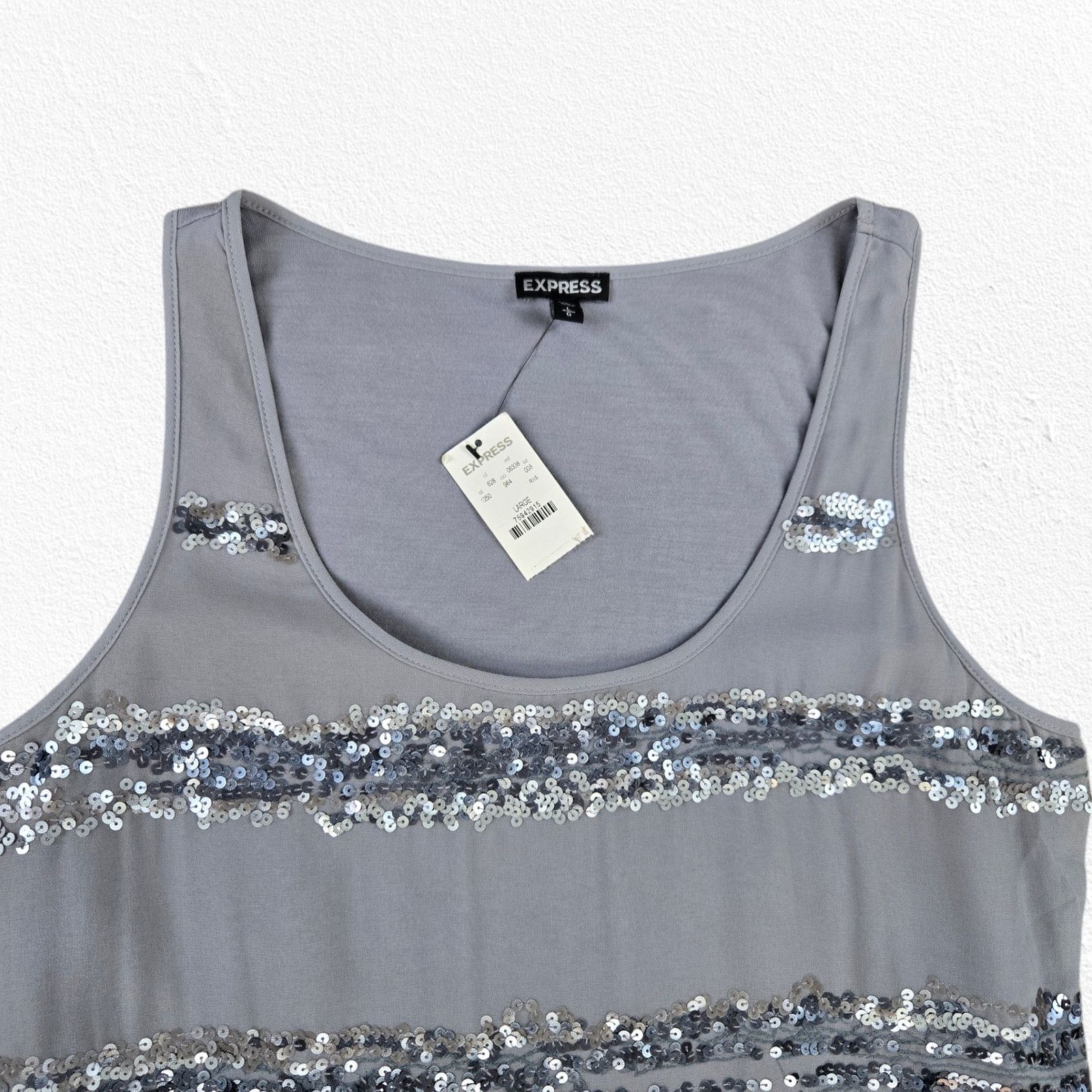 Express Express Silver Sequin Partywear Top Size Large Size L / US 10 / IT 46 - 3 Thumbnail