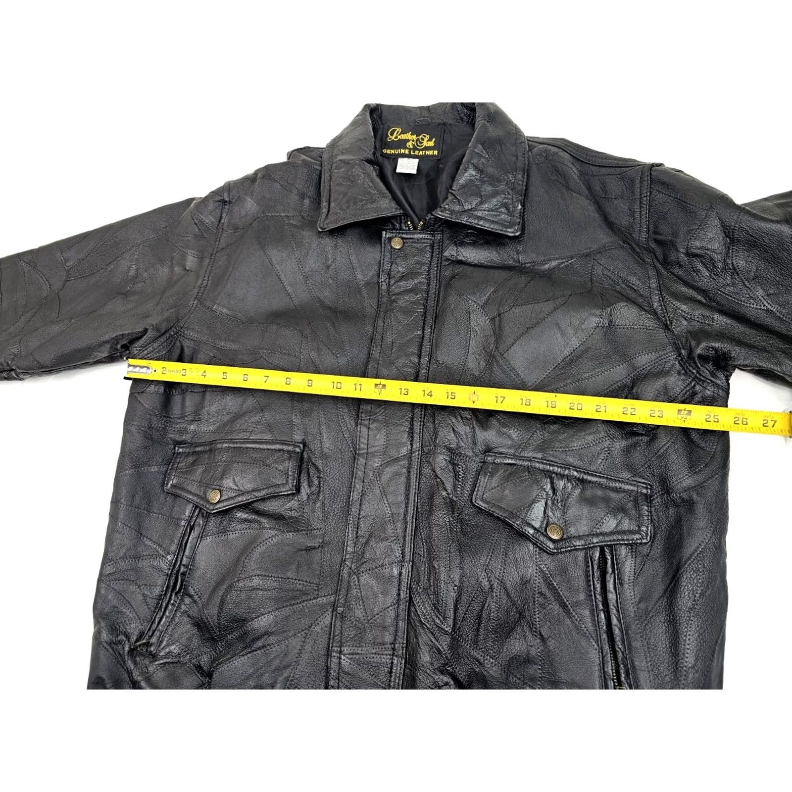 Vintage VINTAGE Leather & Soul Men's Genuine Leather Moto Bomber Jacket Jacket XXL Black Lined 80s 90s Motorcycle Biker Mens Size US XXL / EU 58 / 5 - 7 Thumbnail