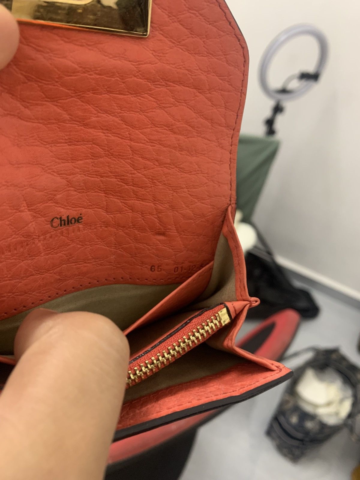Chloe Chloé Padlock Leather Wallet – Orange Size ONE SIZE - 8 Thumbnail