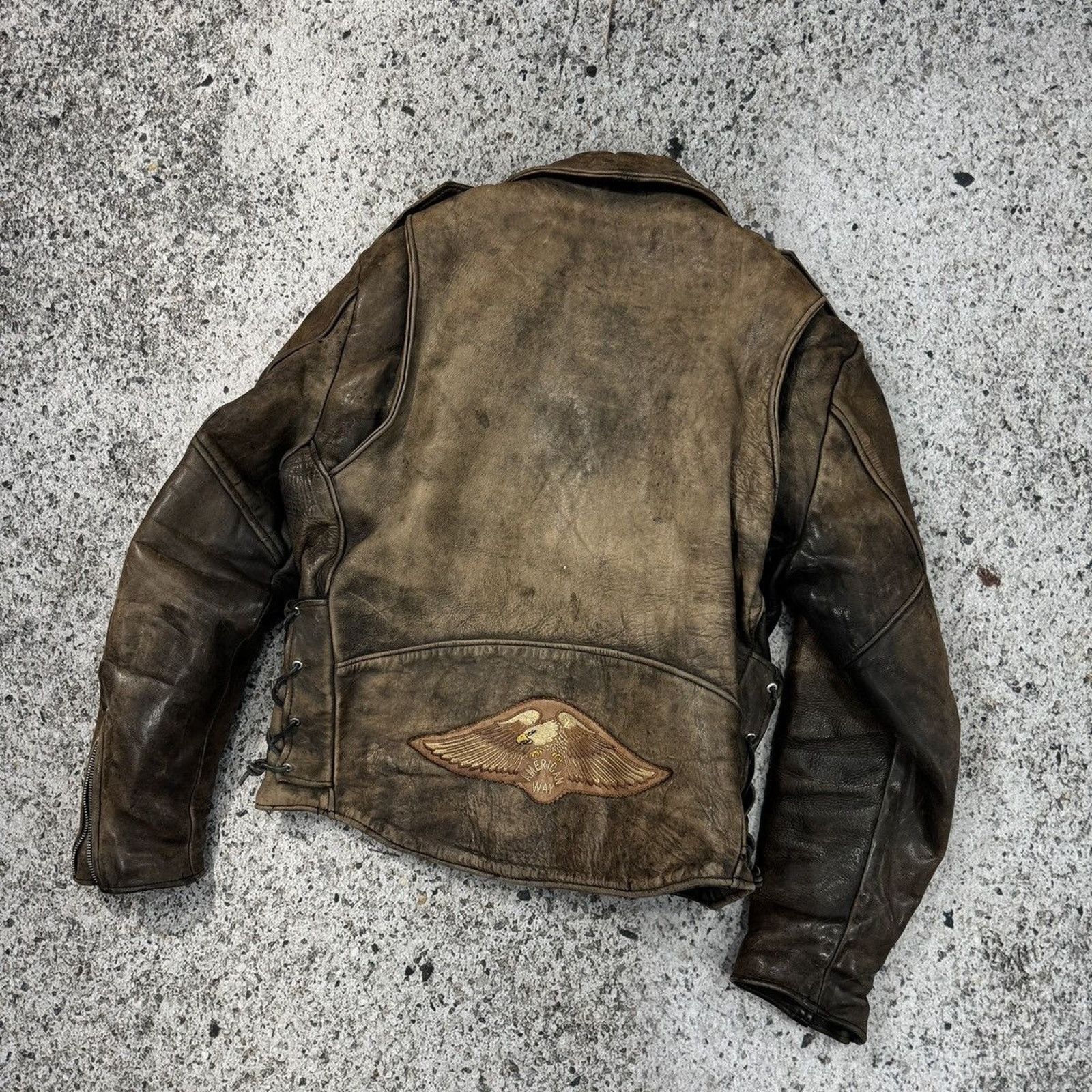 Vintage 90s Aged Faded Leather Motorcycle Jacket ERD Grunge Biker Size US L / EU 52-54 / 3 - 14 Thumbnail