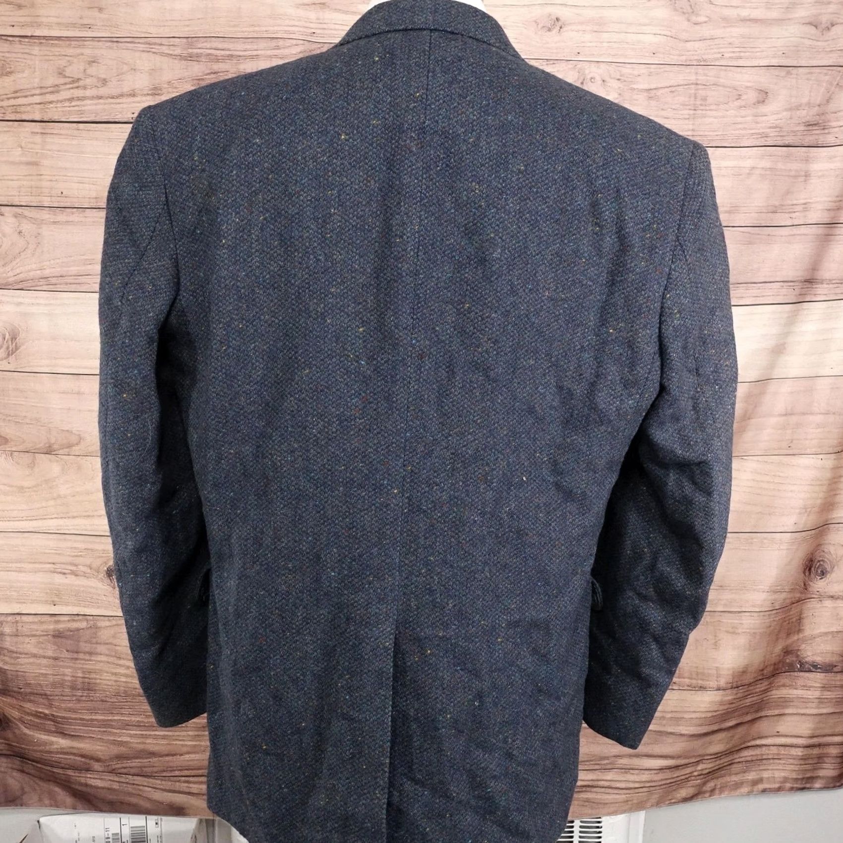 Lands' End VINTAGE Lands' End Jacket Mens 46 Blue Sport Coat 46L Wool Herringbone Tweed USA Size US S / EU 44-46 / 1 - 4 Thumbnail