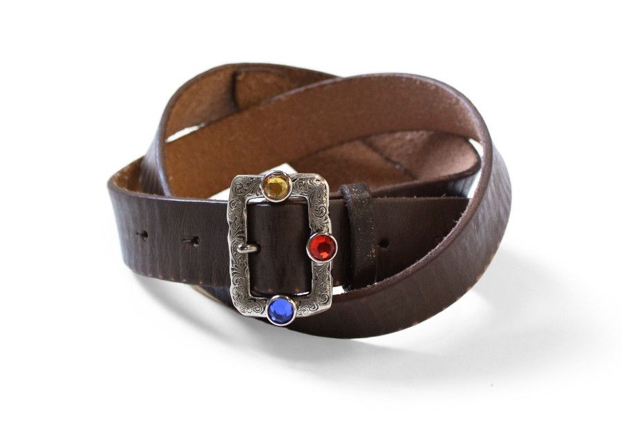 Kapital Kapital Oil leather studs disco buckle belt brown new Size ONE SIZE - 6 Thumbnail