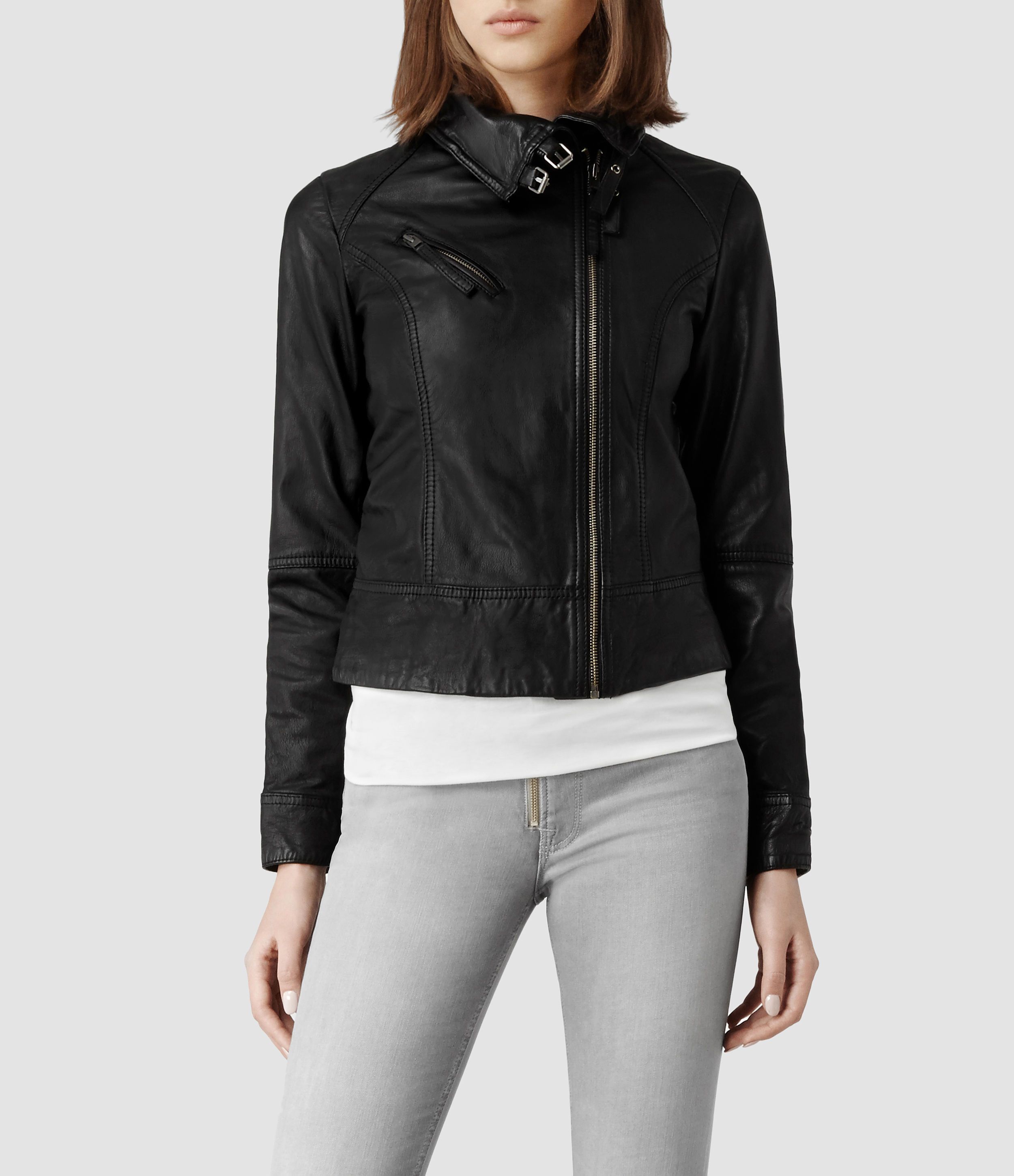 Allsaints AllSaints Black Belvedere Leather B 3 Bomber Style Jacket Size S / US 4 / IT 40 - 2 Thumbnail