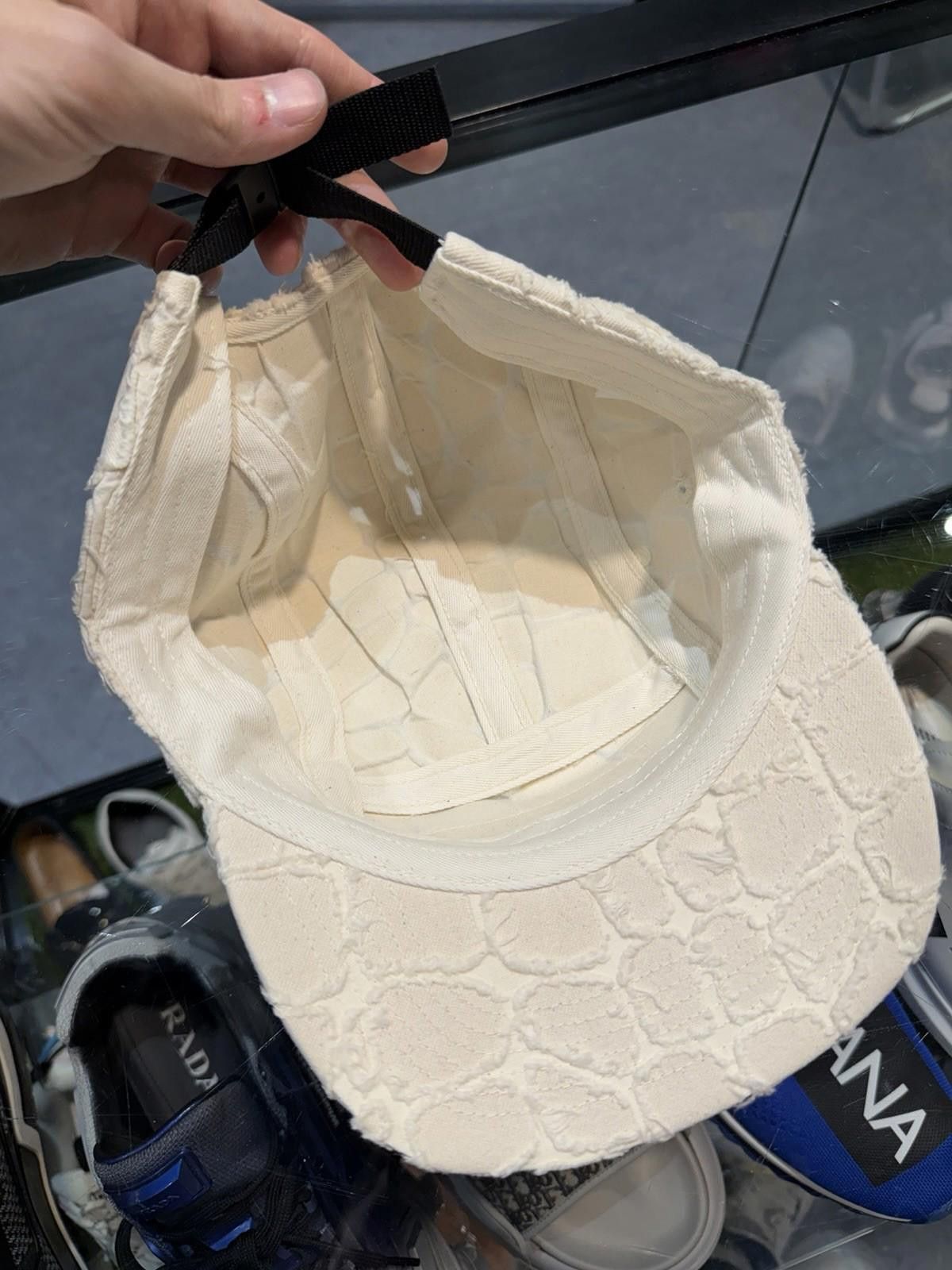 Supreme Supreme Mens Cream Frayed Croc Denim Adjustable Hat Cap NEW Size ONE SIZE - 9 Thumbnail
