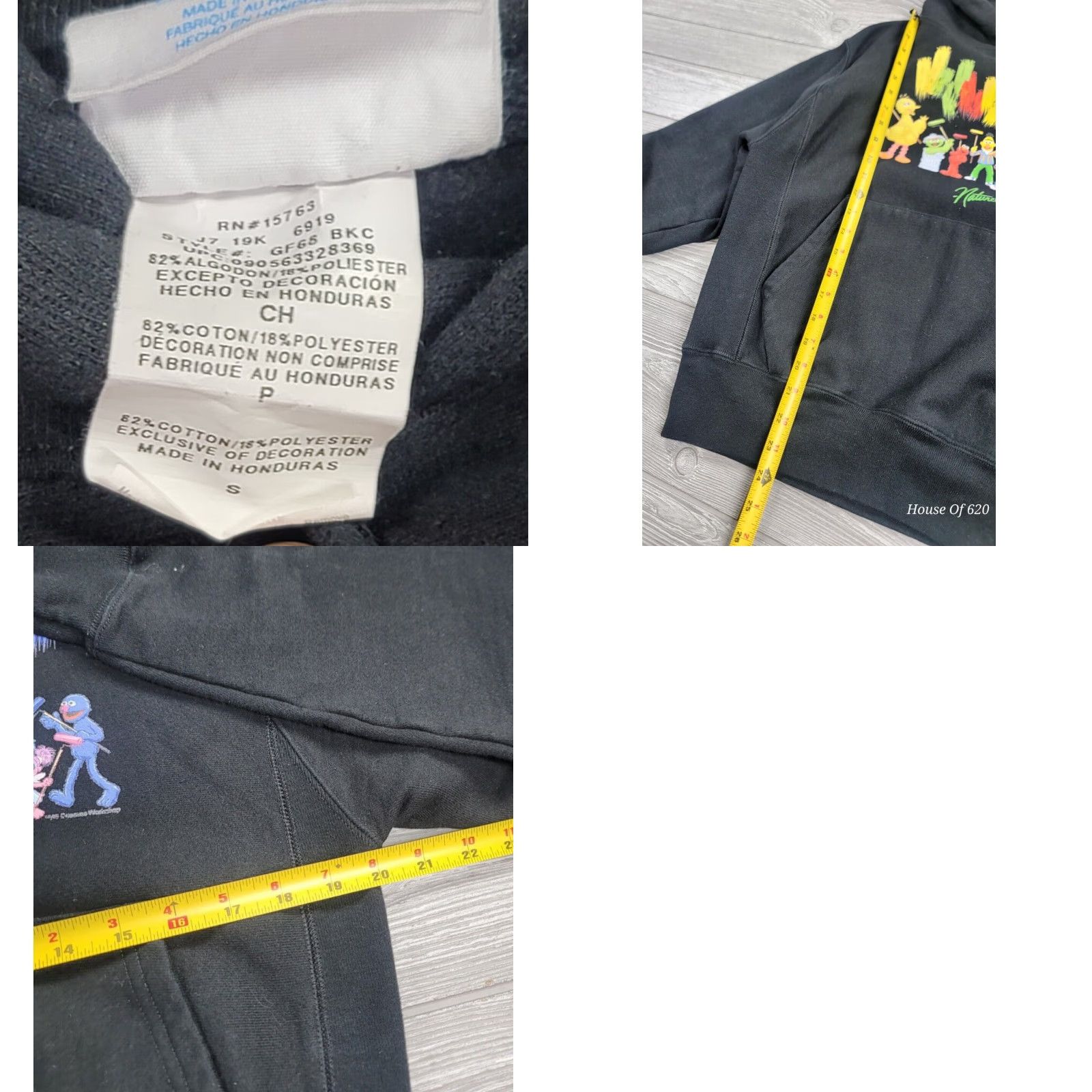 Champion Champion Reverse Weave Hoodie Mens M Black Graphic Print Logo 90s Cartoon Sesame Street - Shirt not applicable Size US M / EU 48-50 / 2 - 8 Thumbnail