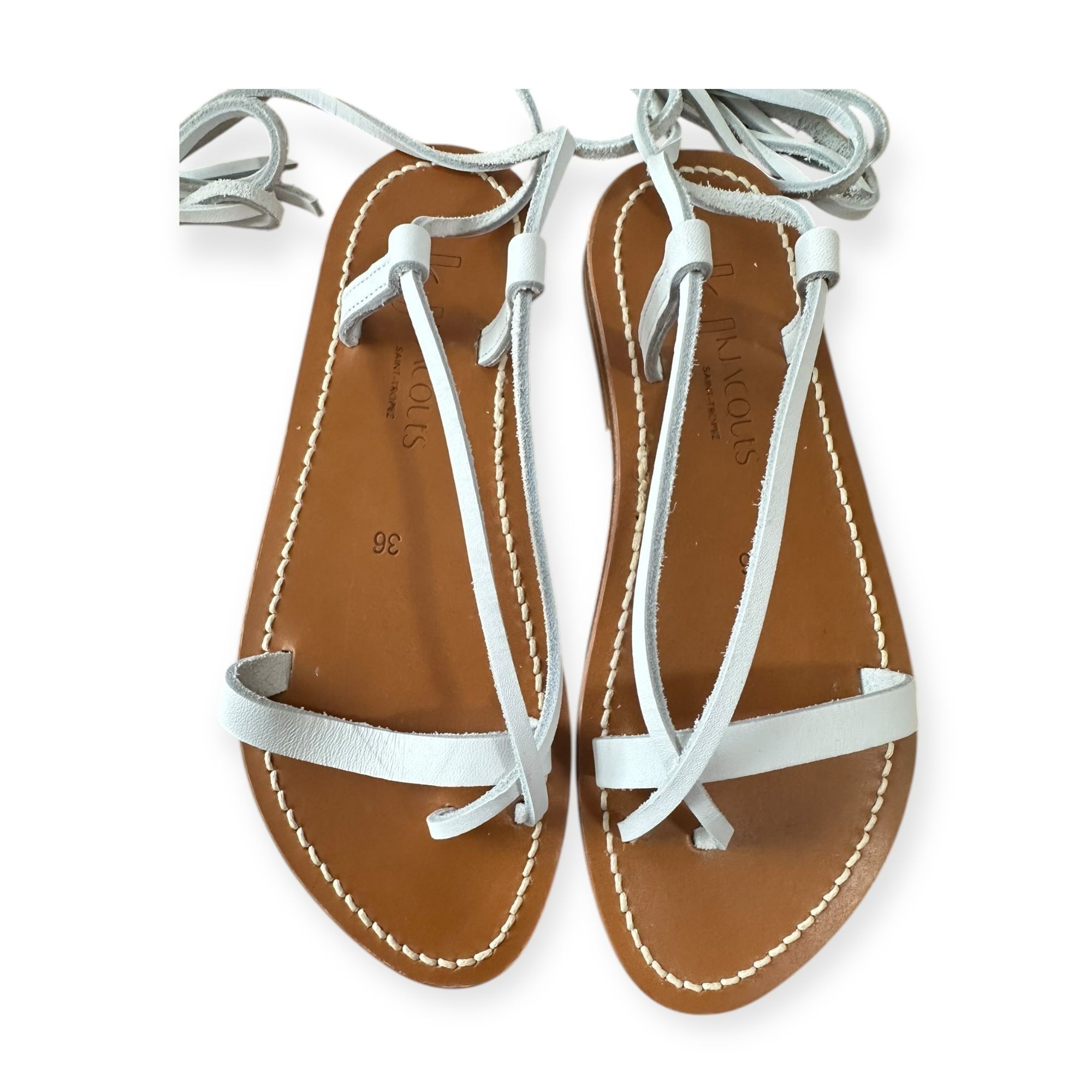 K.Jacques K. JACQUES St Tropez Tiresias White Leather Gladiator Sandal Size US 6 / IT 36 - 3 Thumbnail