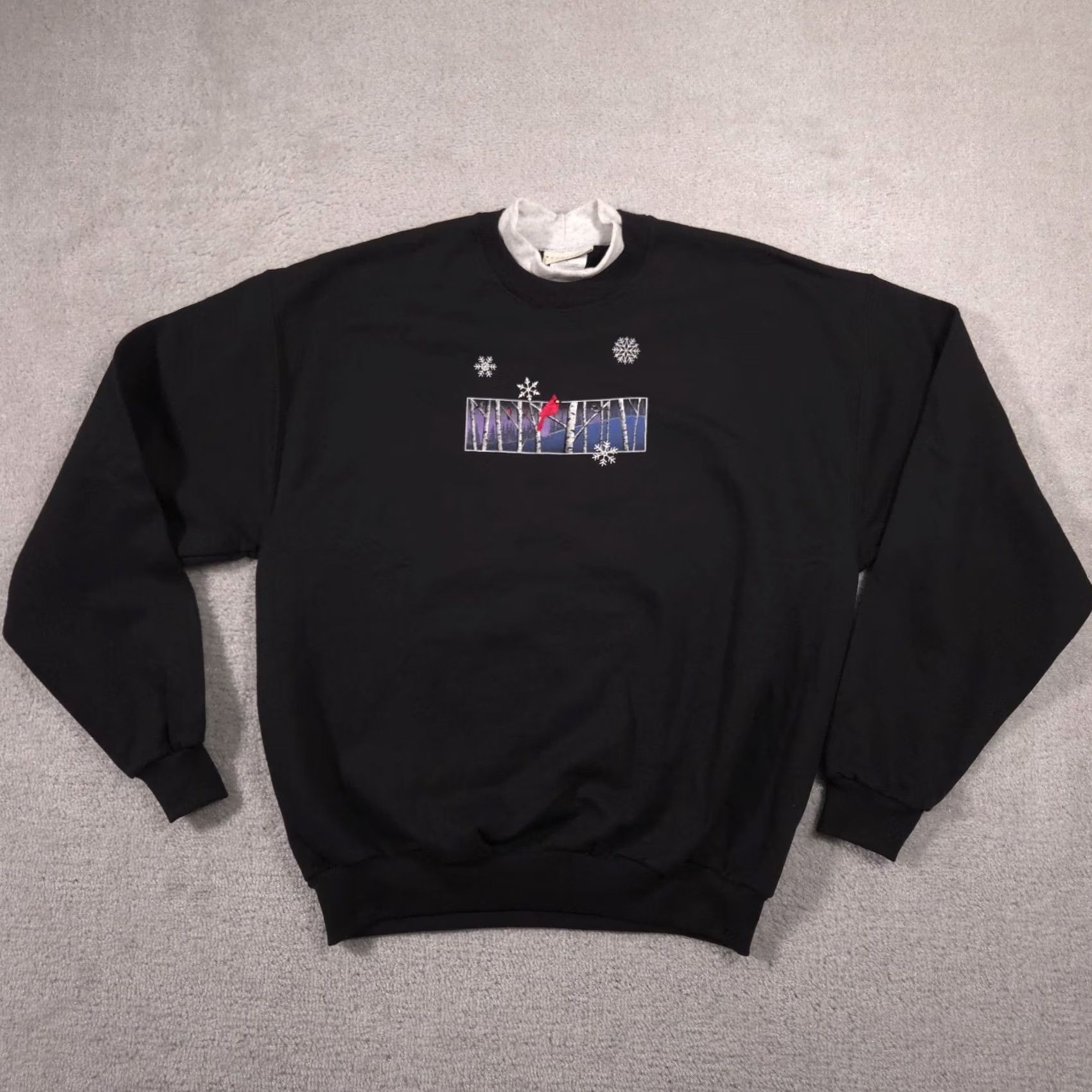 Vintage Bernies Glen Sweatshirt Womens L Black Cardinal Bird Winter Crewneck Pullover Size L / US 10 / IT 46 - 2 Thumbnail