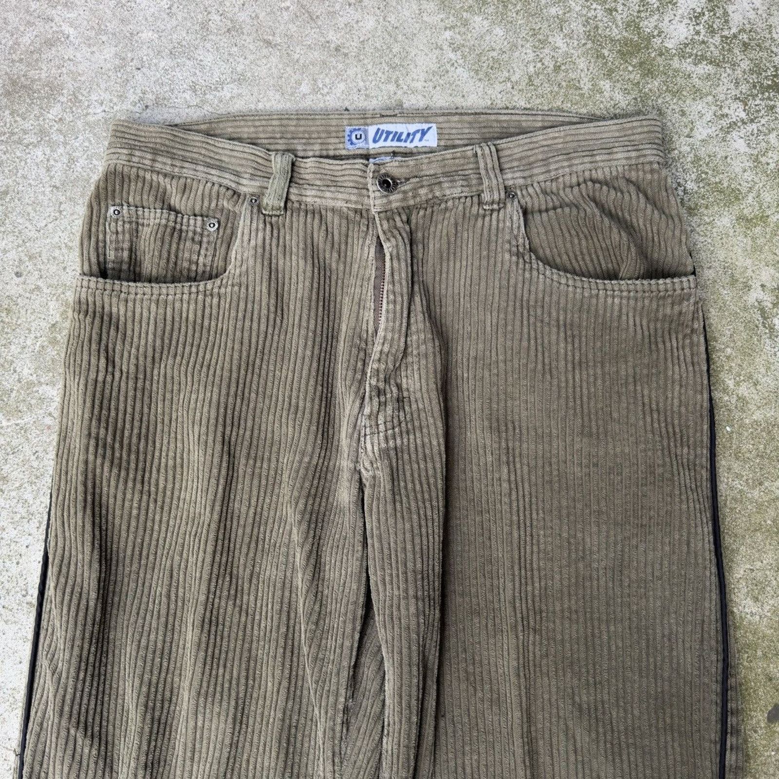 Vintage Y2K Utility Baggy Wide Leg Corduroy Pants ERD Grunge Skater Size US 34 / EU 50 - 3 Thumbnail