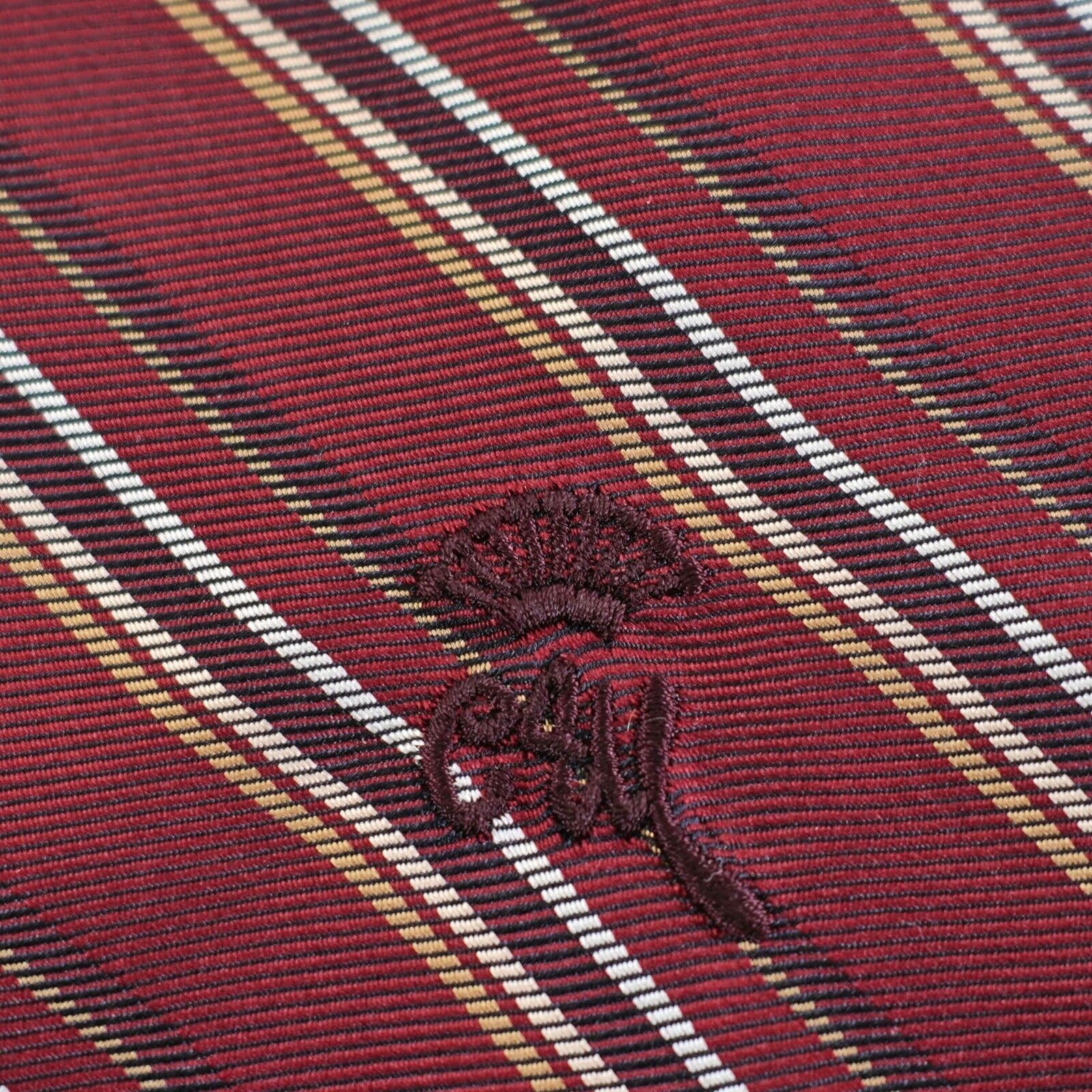 Countess Mara Countess Mara Moroon Red Woven Striped Short Silk Tie Size ONE SIZE - 2 Thumbnail