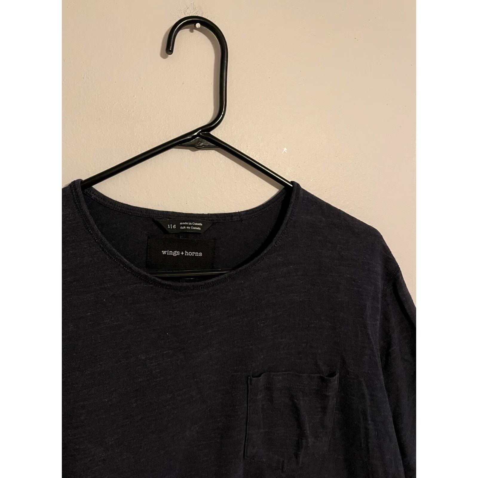 Vintage Wings + Horns Canada T-Shirt Men's Large Dark Gray Pocket S/S Size US L / EU 52-54 / 3 - 2 Thumbnail