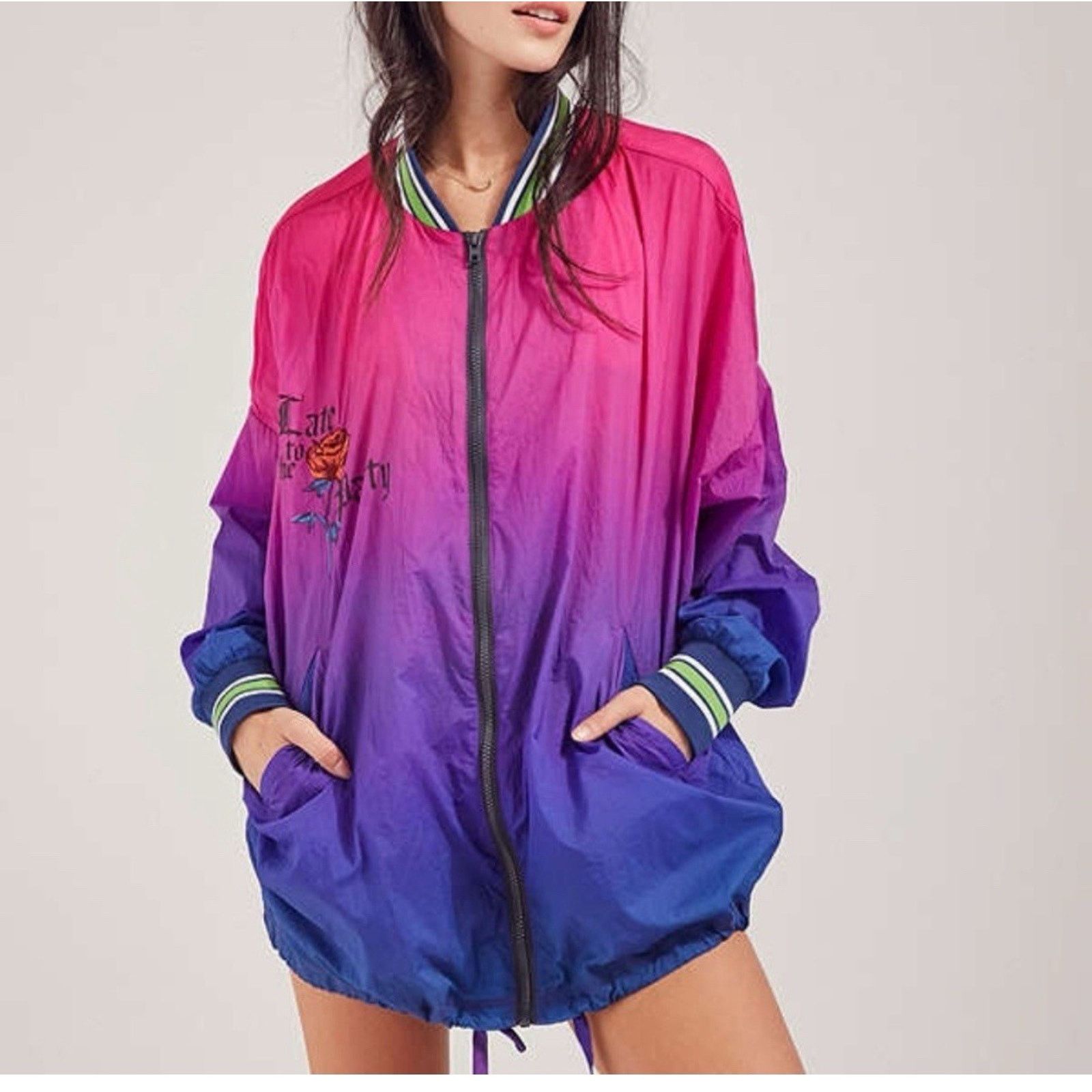 Other Silence + Noise Y2K Sz M Windbreaker Embroidery Butterfly Size M / US 6-8 / IT 42-44 - 2 Thumbnail