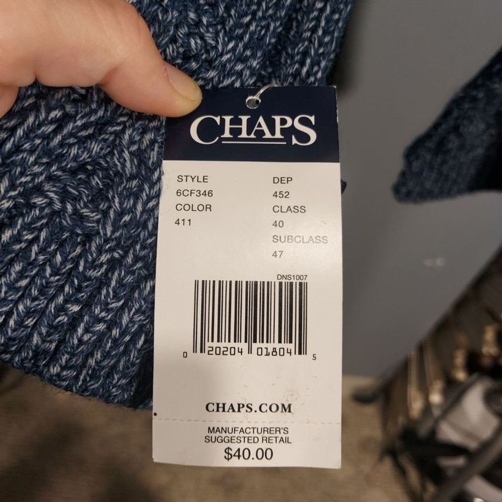 Chaps Ralph Lauren Men's Chaps knitted blue scarf Size ONE SIZE - 4 Thumbnail