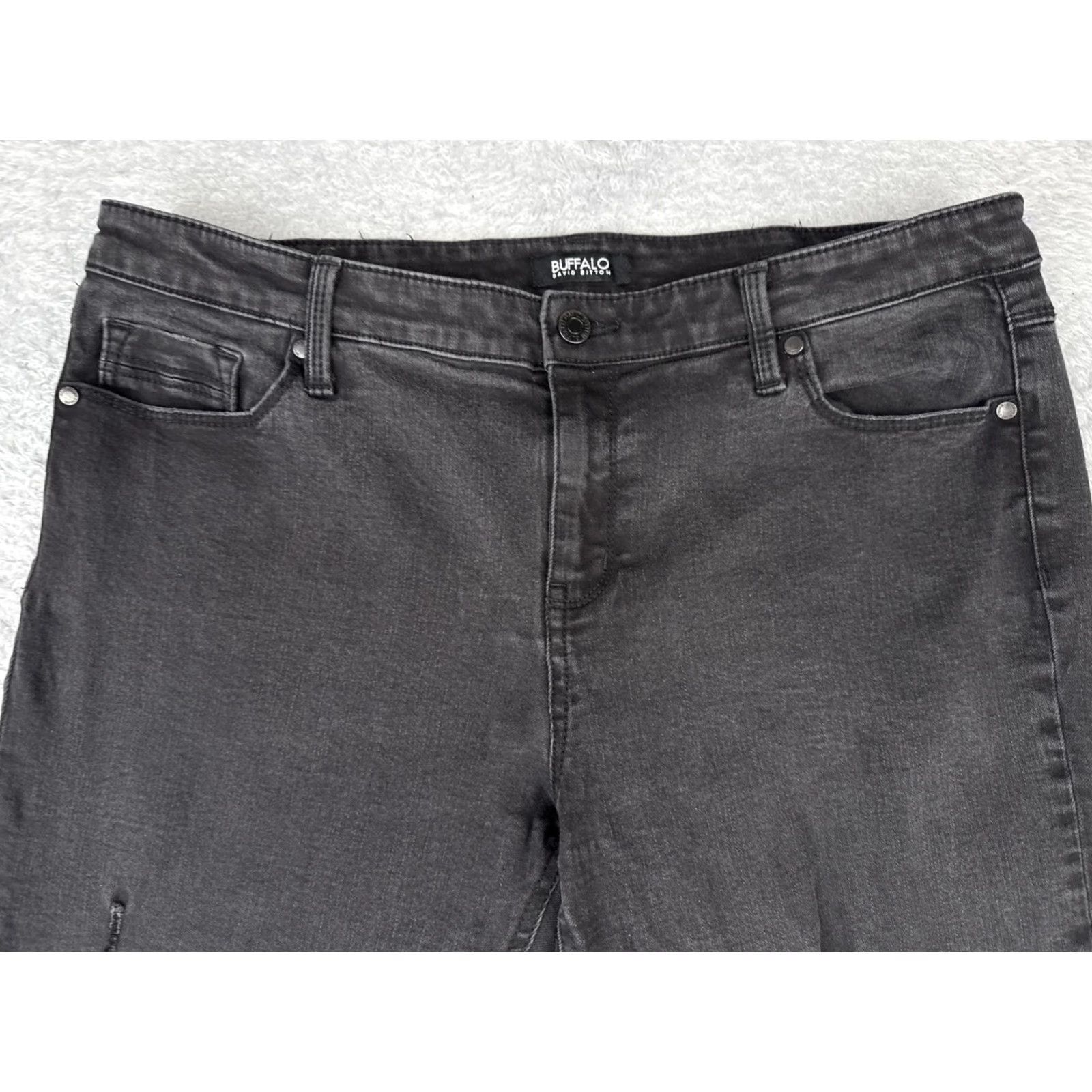 Buffalo David Bitton Buffalo David Bitton Jeans Womens Jess Mid-Rise Skinny Black 14/34 Zip Button 5-Pocket Denim Distressed Stretch Size 36" / US 14 / IT 50 - 4 Thumbnail