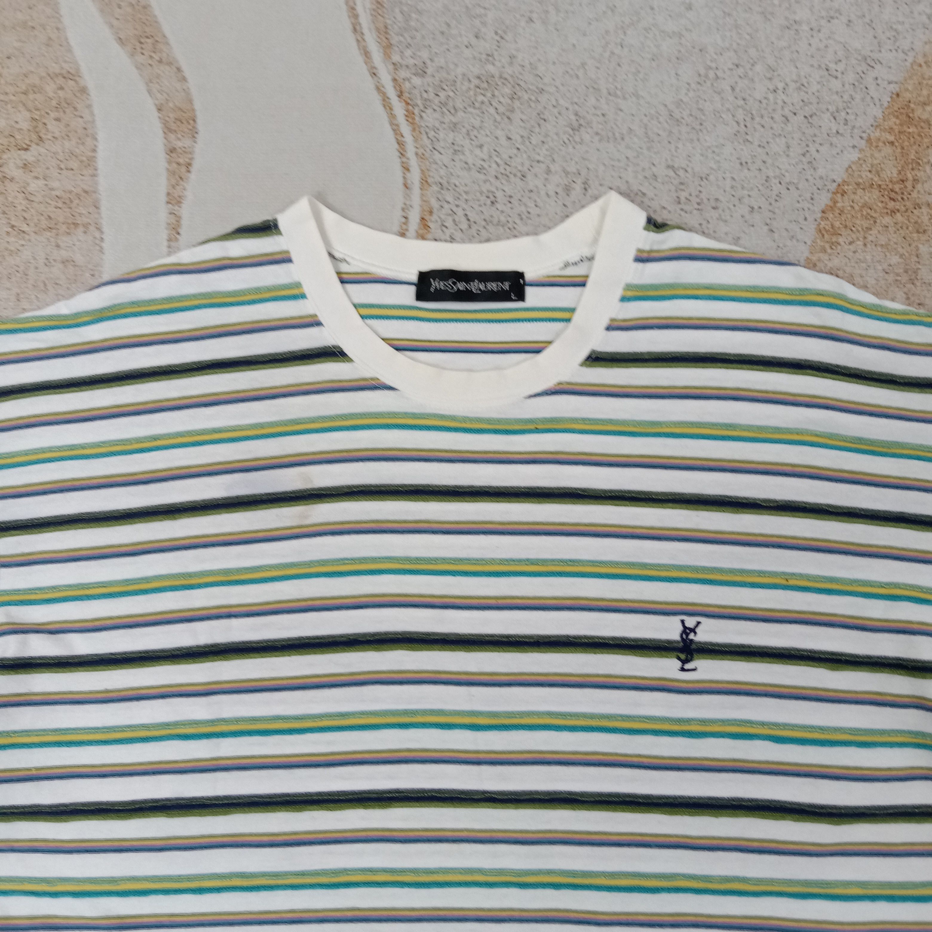 Yves Saint Laurent Yves Saint Laurent Stripes Multicolor Tshirt C259N2 Size US L / EU 52-54 / 3 - 2 Thumbnail