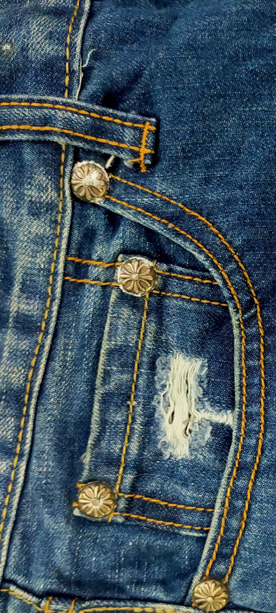 If Six Was Nine 🔥 RARE!! EMBROIDERY PATCHES CROSS DENIM PANTS Size US 33 - 7 Thumbnail