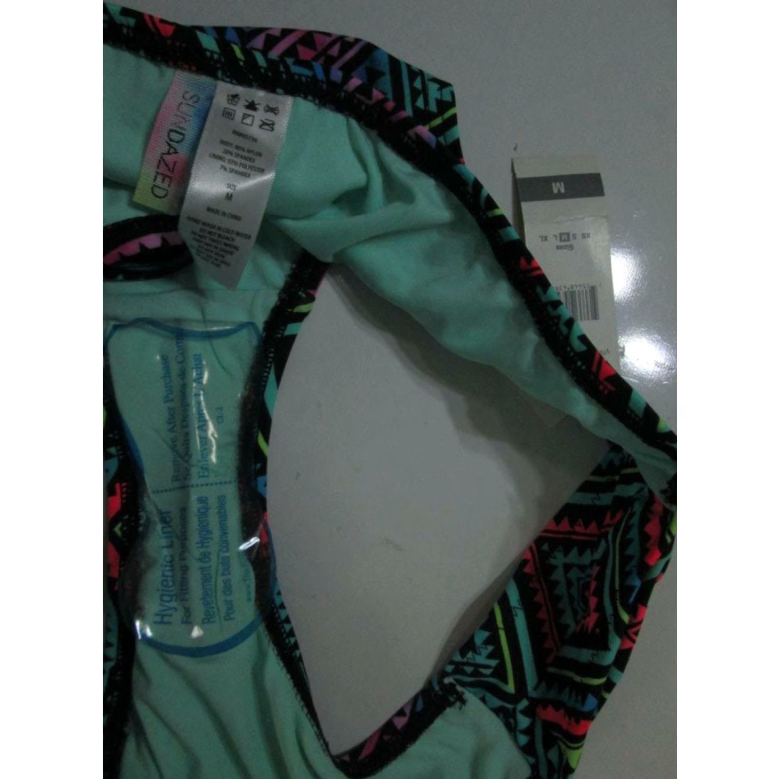 Vintage NWT Only Macys Womens Size M Bikini Bottom Black Multi Hipster Ruched Side Swim Size 32" / US 10 / IT 46 - 4 Thumbnail