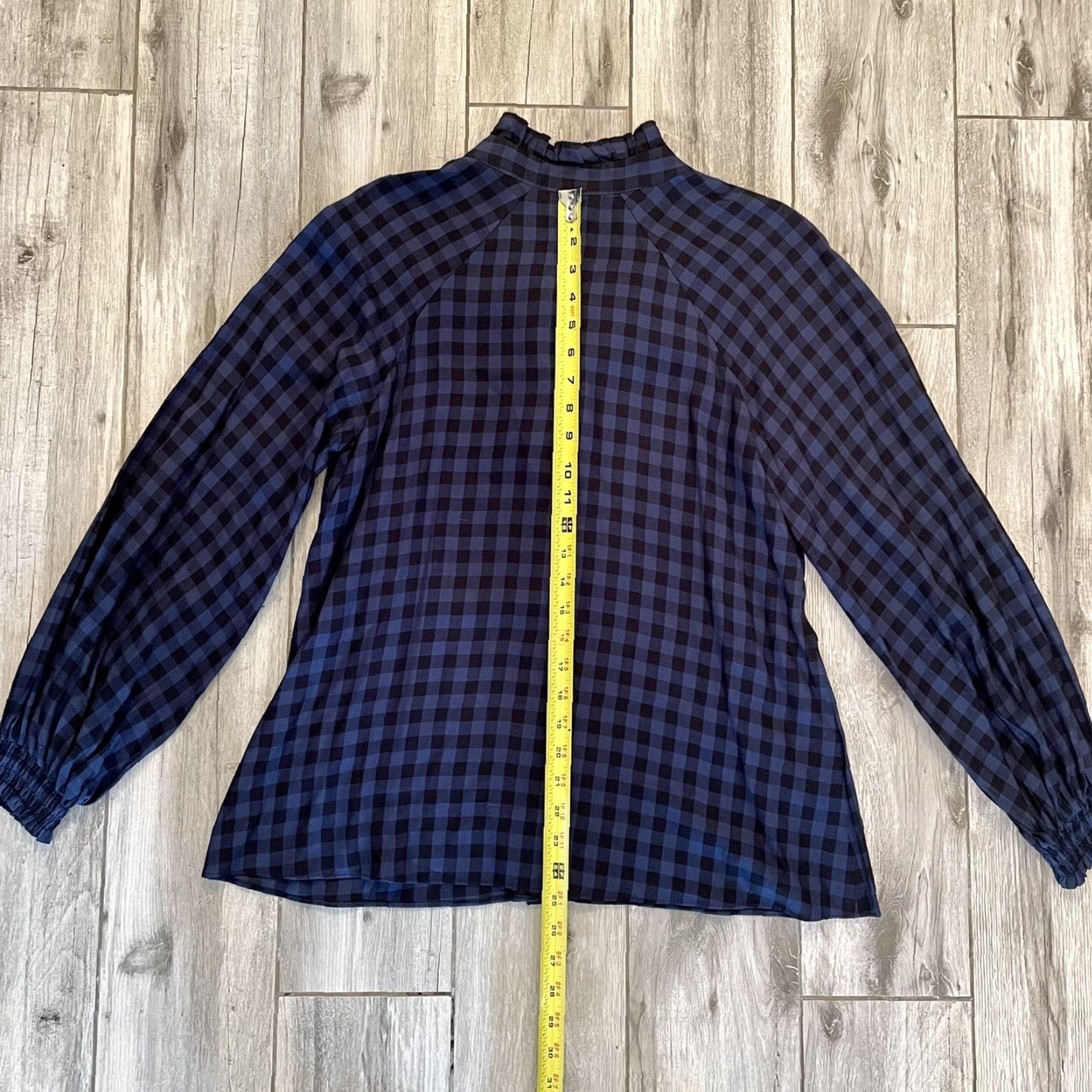Vintage Cabi Aberdeen Blue Black Plaid Buffalo Check Ruffle Blouse Top S Shirt Womens Small Size S / US 4 / IT 40 - 7 Thumbnail