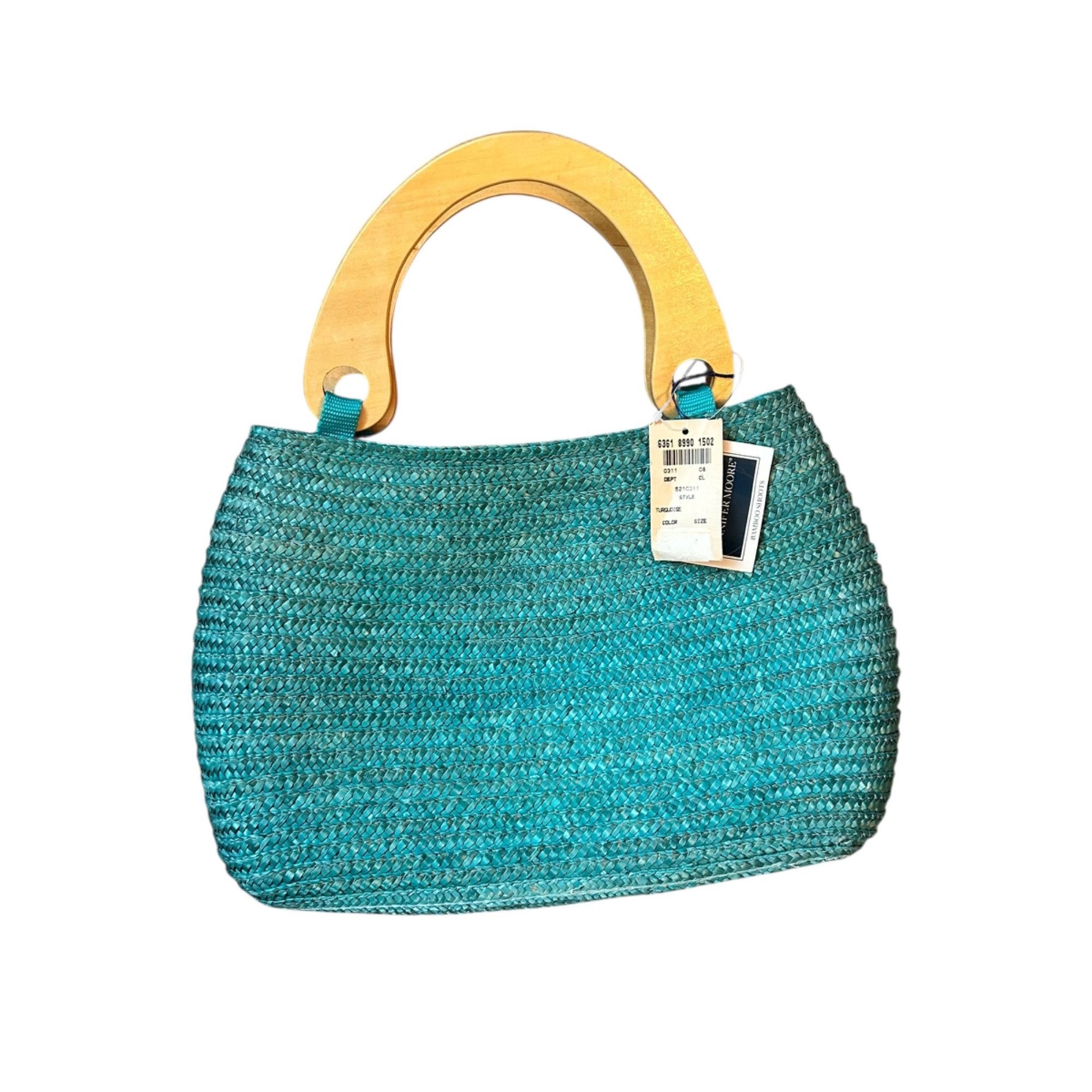 Vintage Vintage Jennifer Moore Turquoise Rattan Bamboo Shoots Purse Size ONE SIZE - 1 Thumbnail