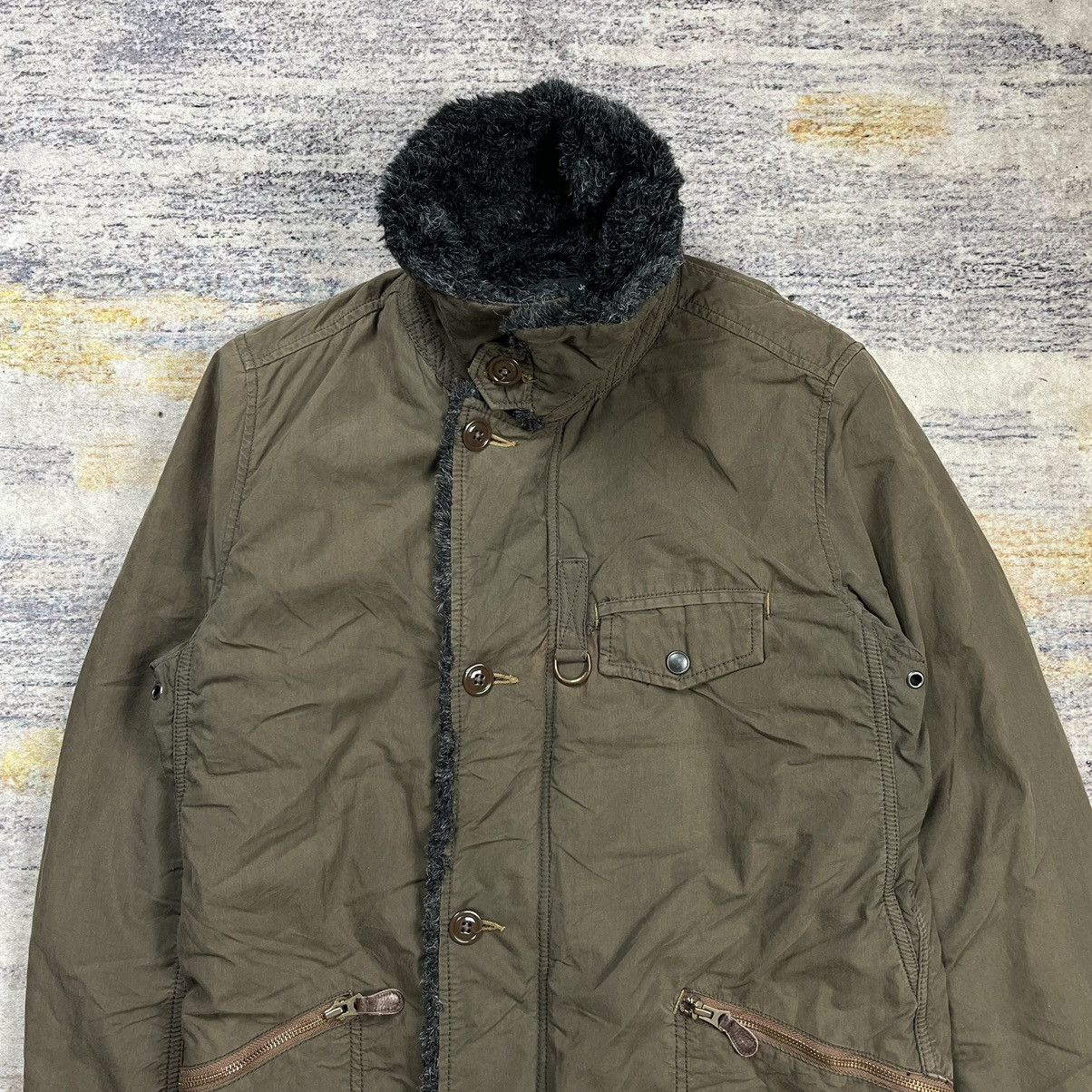 If Six Was Nine × Johnbull × Le Grande Bleu (L.G.B.) Vintage Johnbull military trim fur lined jacket Goa style Size US L / EU 52-54 / 3 - 4 Thumbnail