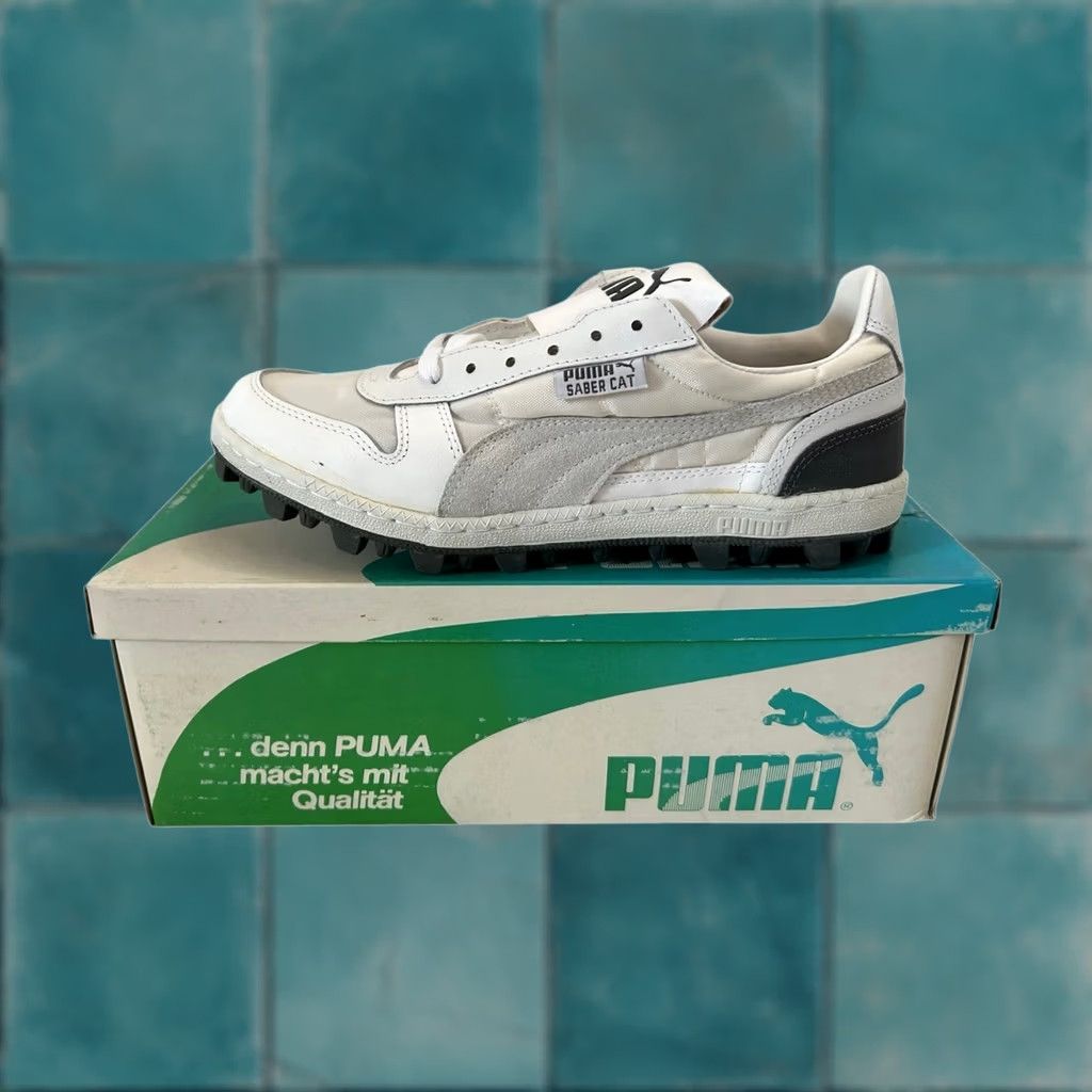 Vintage Puma Cleats Mens 10.5 White Football Shoes 80s 90s Nib Low Top, Men's (Size 11)