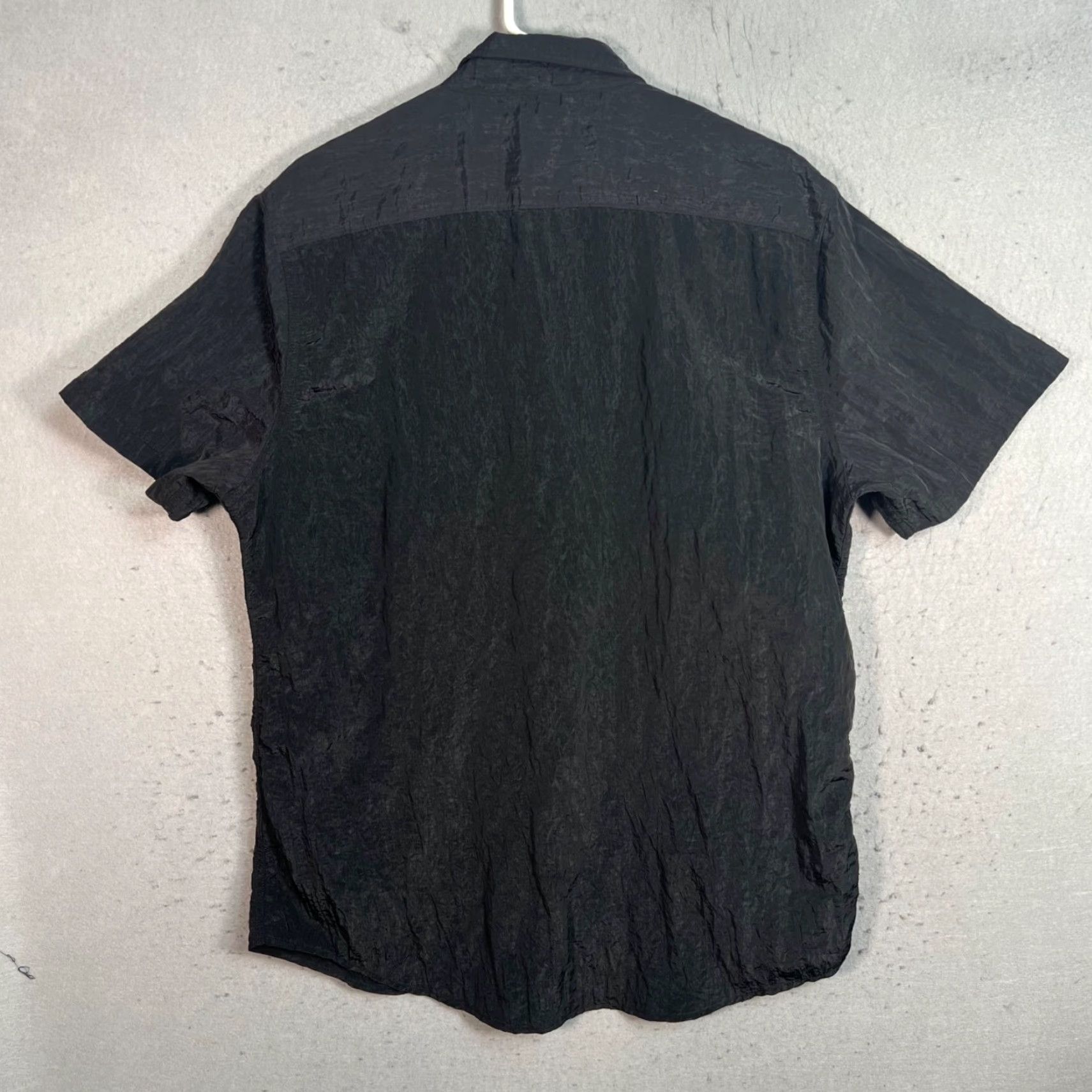 Vintage VINTAGE Open Edit Button-Up Shirt Mens Large Black Crinkle Short Sleeve Size US L / EU 52-54 / 3 - 2 Thumbnail