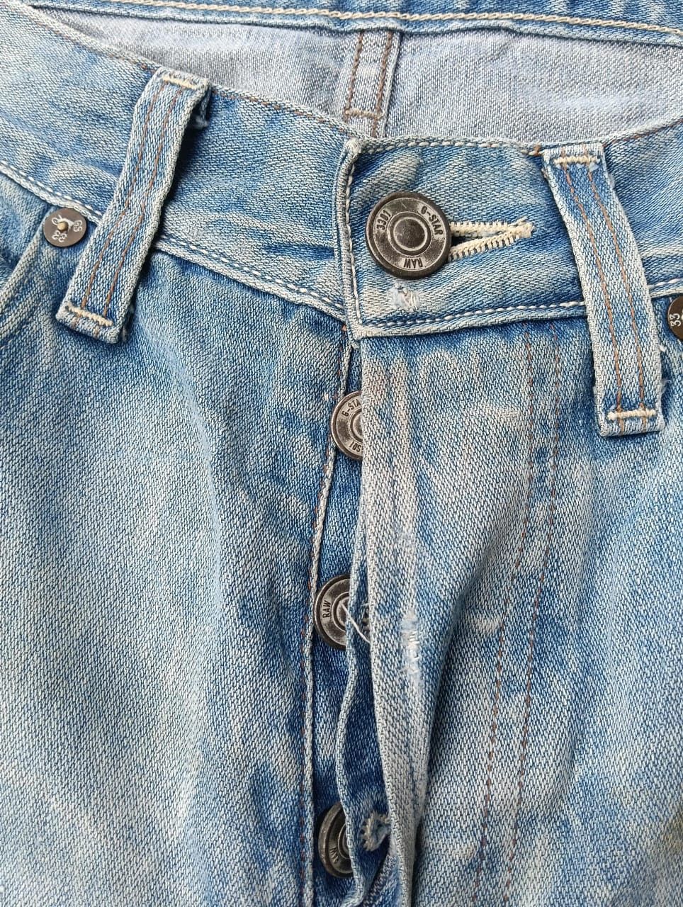 G-Star G-Star RAW 3301 Light Blue Distressed Jeans Paint Splatter. Size US 31 - 6 Thumbnail
