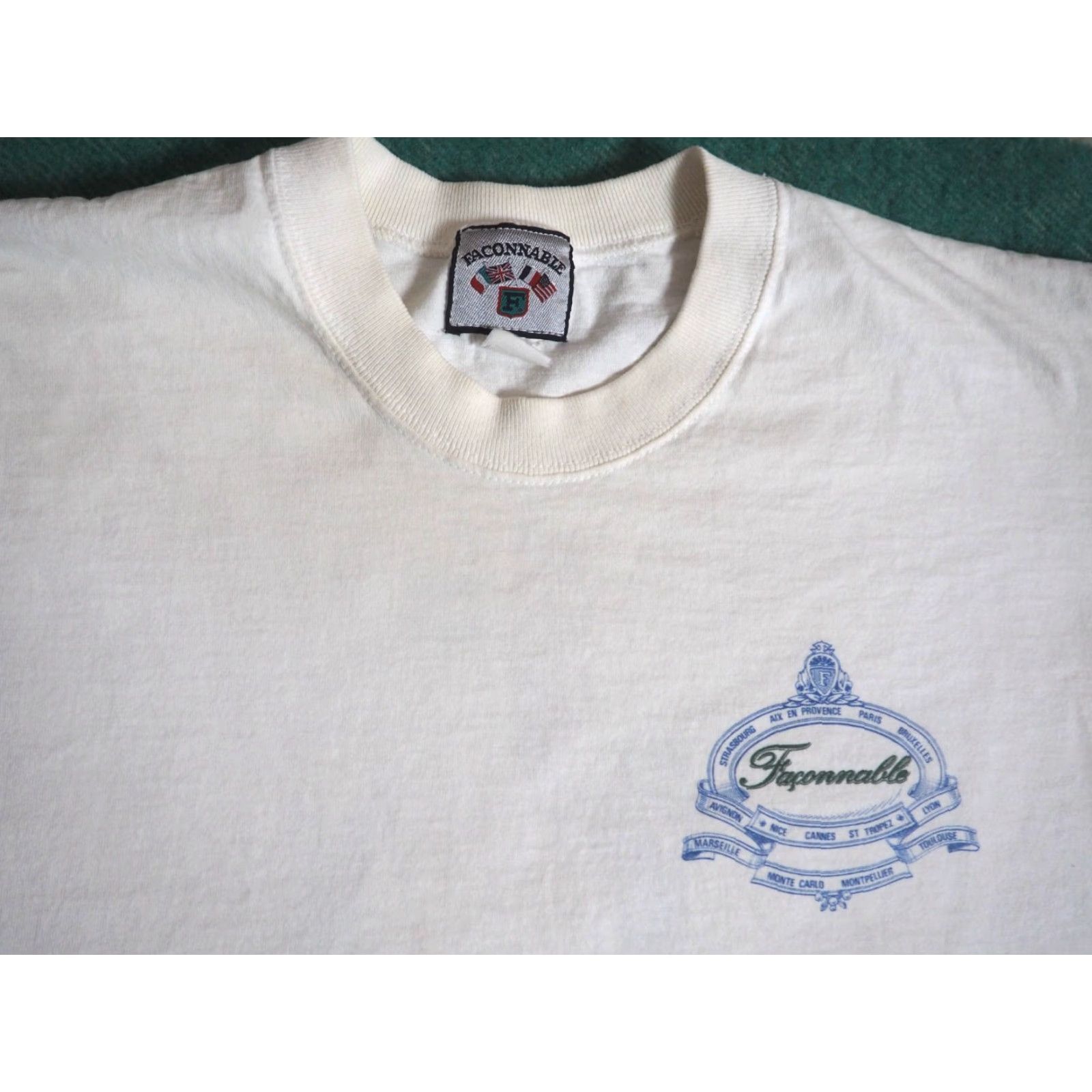 Faconnable VTG 90s Faconnable Aviron Club Sailing USA Distress White Logo Tee T-Shirt Men L Size US L / EU 52-54 / 3 - 5 Thumbnail