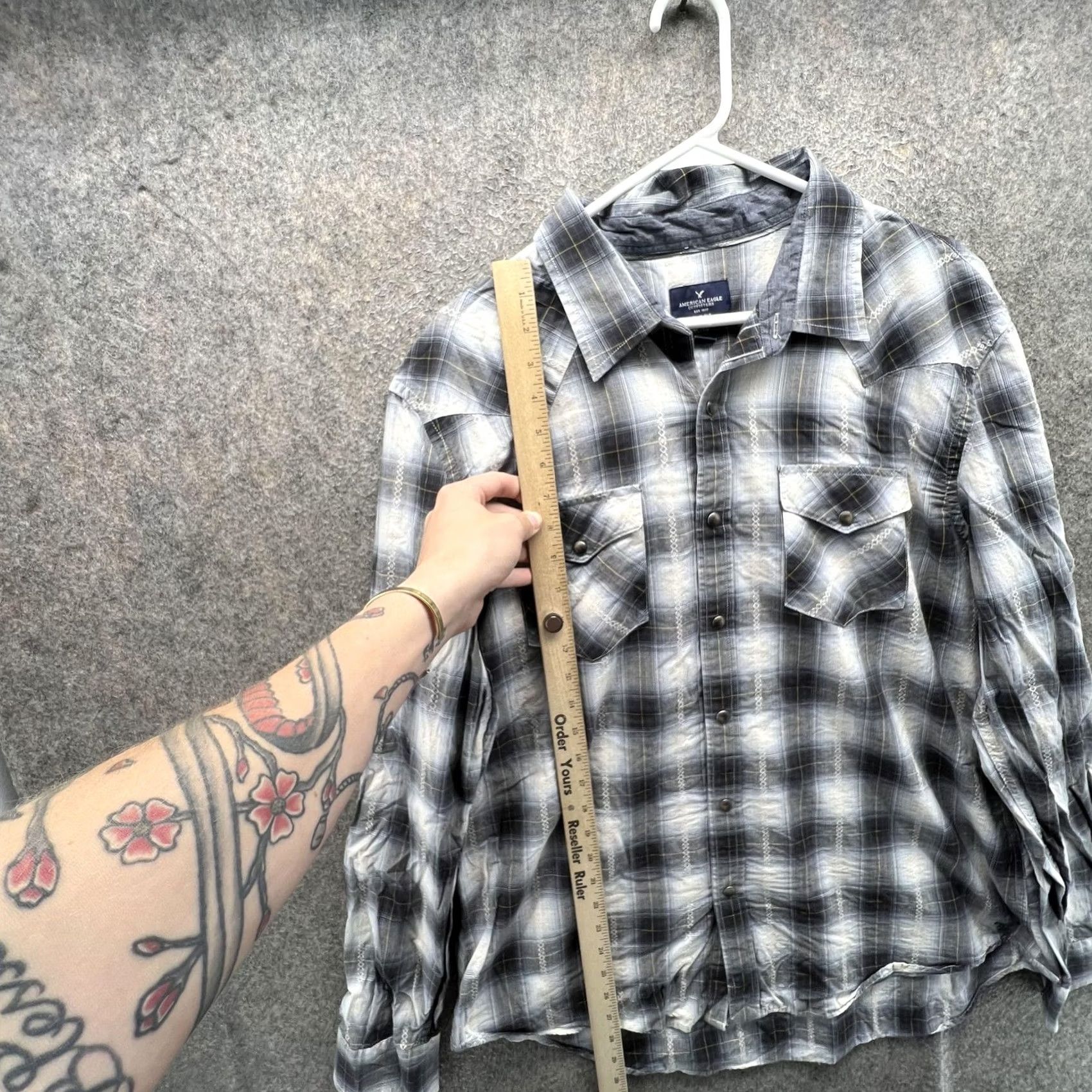 American Eagle Outfitters VINTAGE American Eagle Outfitters Shirt Mens XL Gray Plaid Long Sleeve Western Snap Size US XL / EU 56 / 4 - 4 Thumbnail