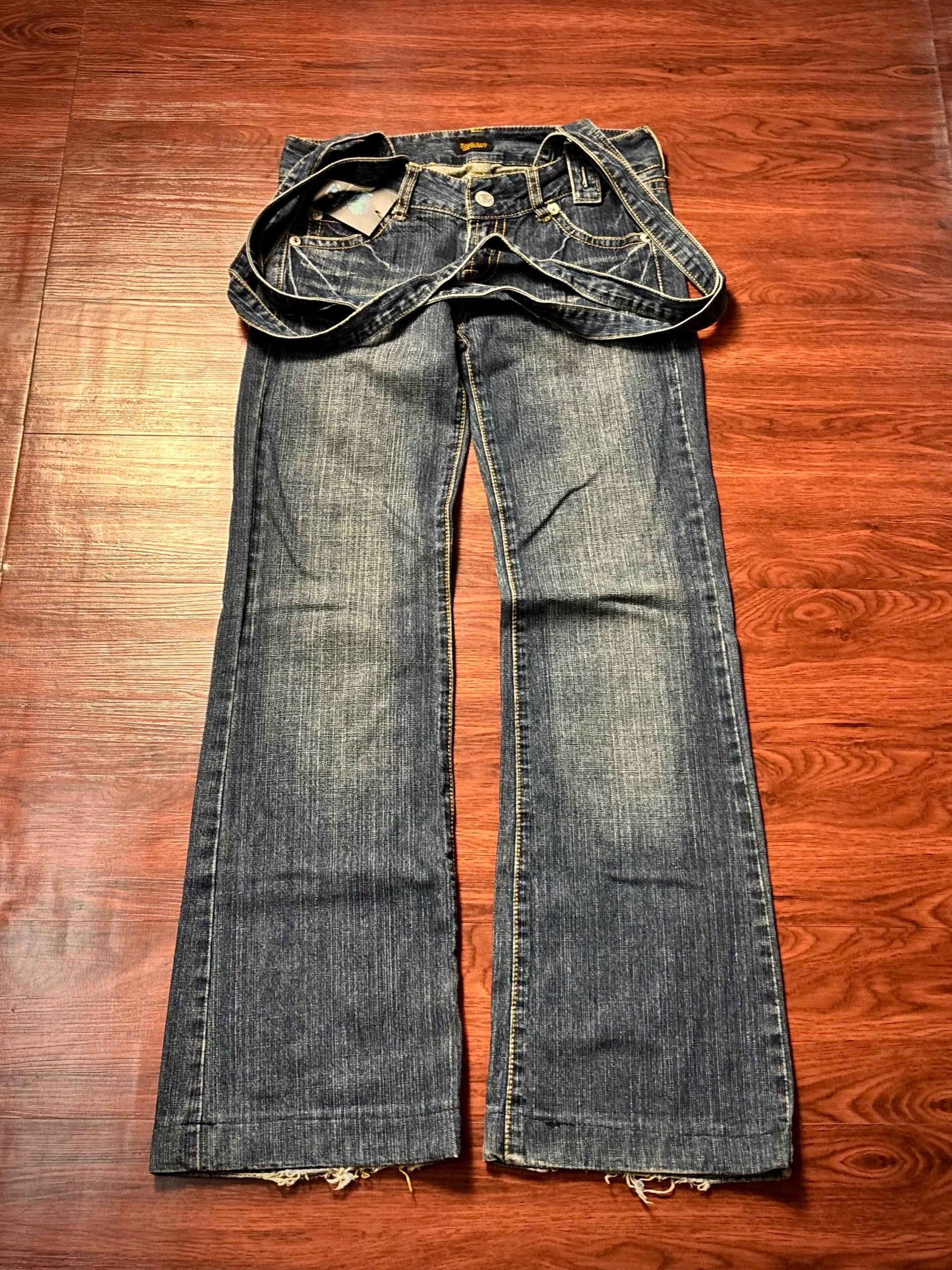 Le Grande Bleu (L.G.B.) Vintage 00s Steer Blue Designer Layered Waist Strap Pants Size 30" / US 8 / IT 44 - 1 Thumbnail