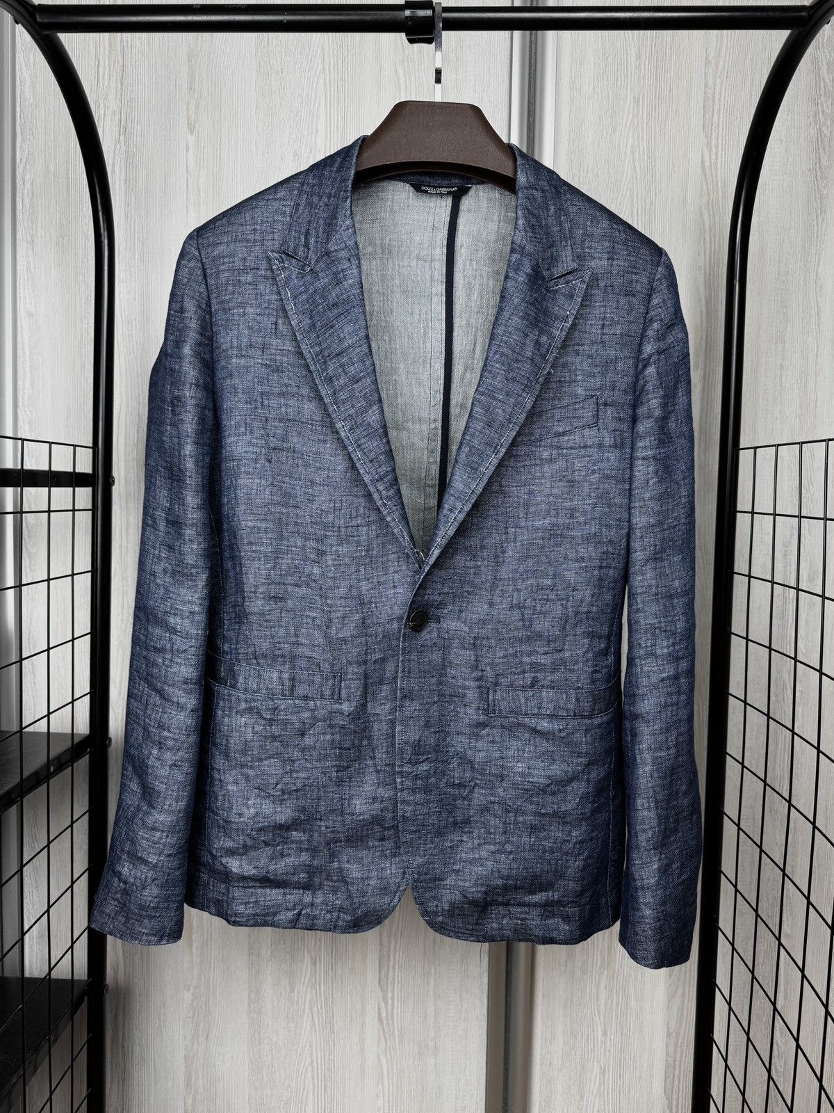 Dolce & Gabbana Dolce & Gabbana blue linen distressed made in Italy blazer Size 36R - 1 Thumbnail
