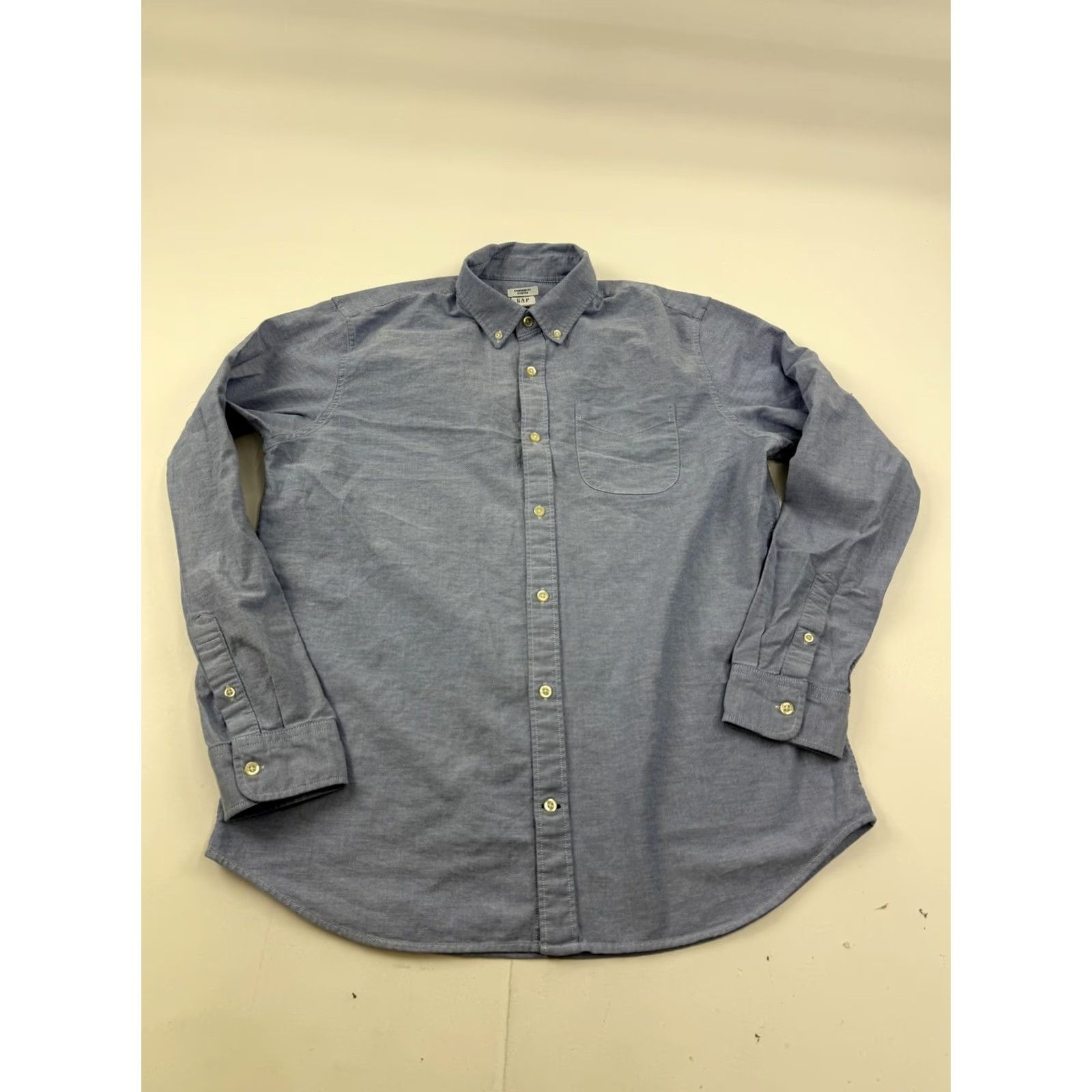 Gap Gap Shirt Mens Large Blue Chambray Long Sleeve Button Front Standard Fit Stretch Size US L / EU 52-54 / 3 - 2 Thumbnail