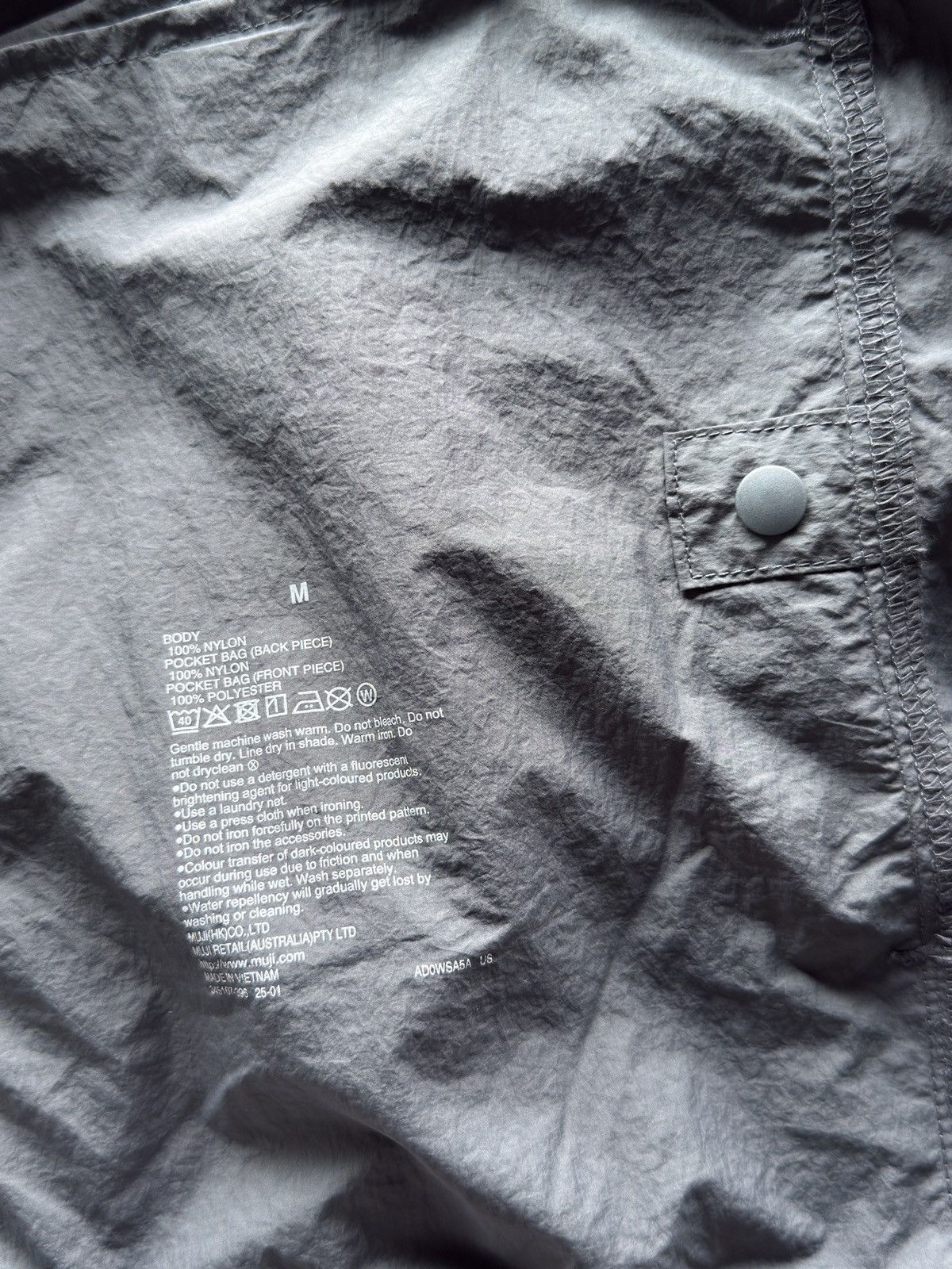 Muji MUJI Japan Mens Water Repellent Pocketable Windbreaker Size US M / EU 48-50 / 2 - 8 Thumbnail