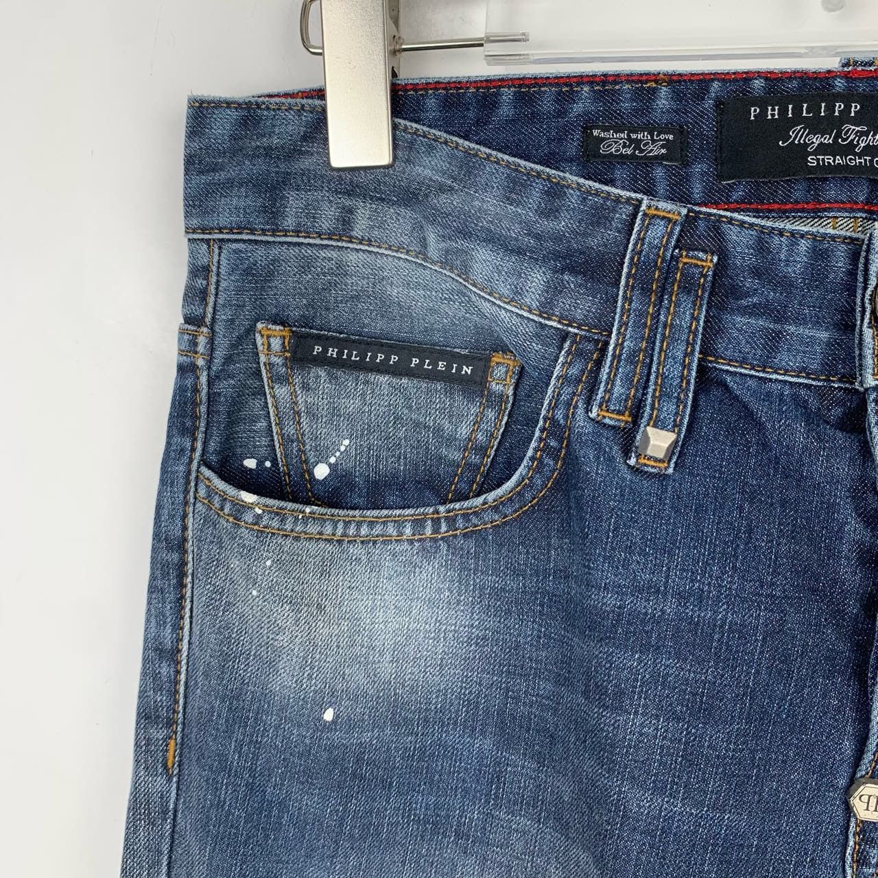 Philipp Plein Philipp Plein Dark Blue Distressed Straight Jeans K26WX Size US 30 / EU 46 - 3 Thumbnail