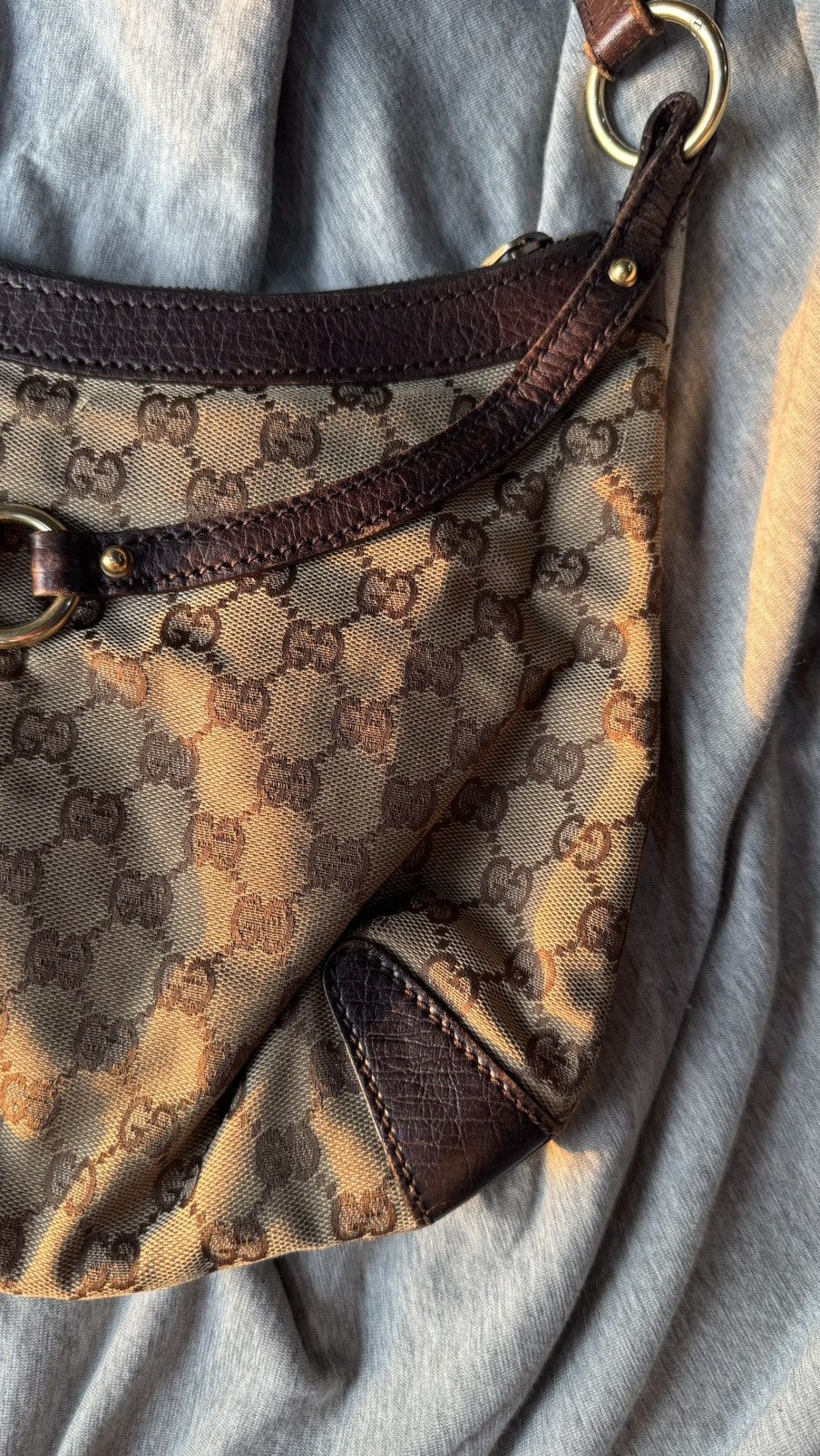 Gucci Gucci 2000s Large Horsebit Shoulder Bag GG Monogram Canvas Size ONE SIZE - 12 Thumbnail