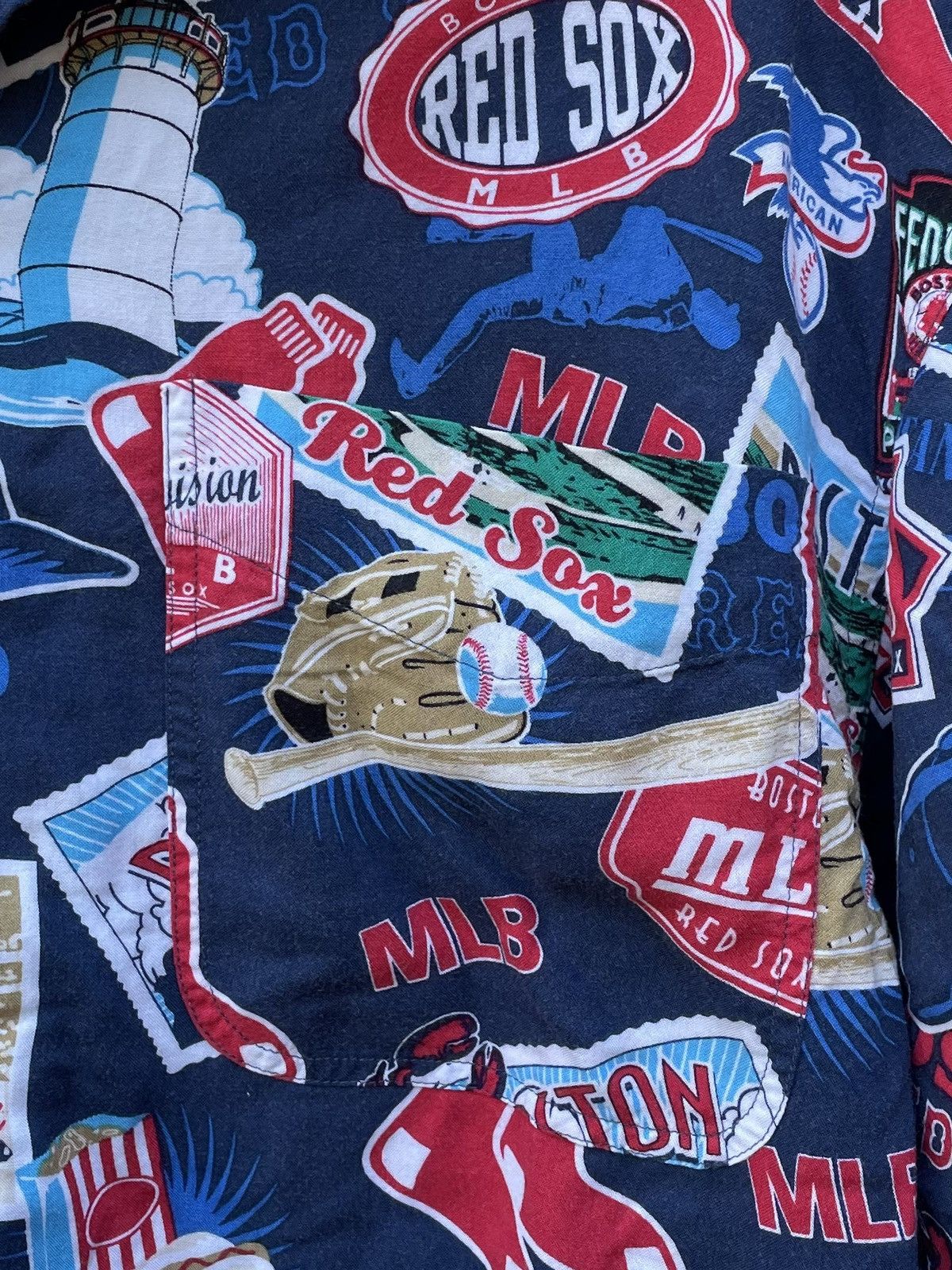 Lee Boston Red Sox Shirt Mens Medium Blue AOP Button Up Size US M / EU 48-50 / 2 - 5 Thumbnail
