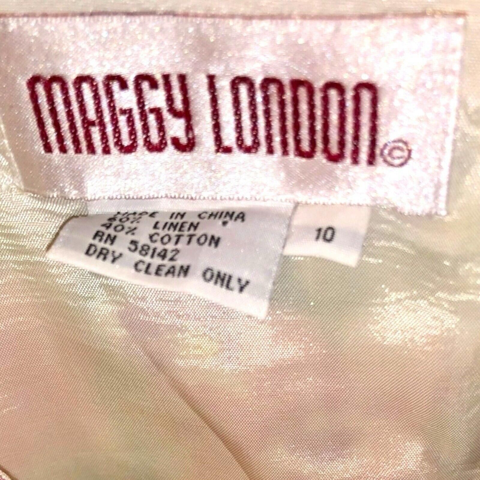 Designer Maggy London Pink Floral Linen Cotton Short Dress Sz 10 Size L / US 10 / IT 46 - 5 Thumbnail